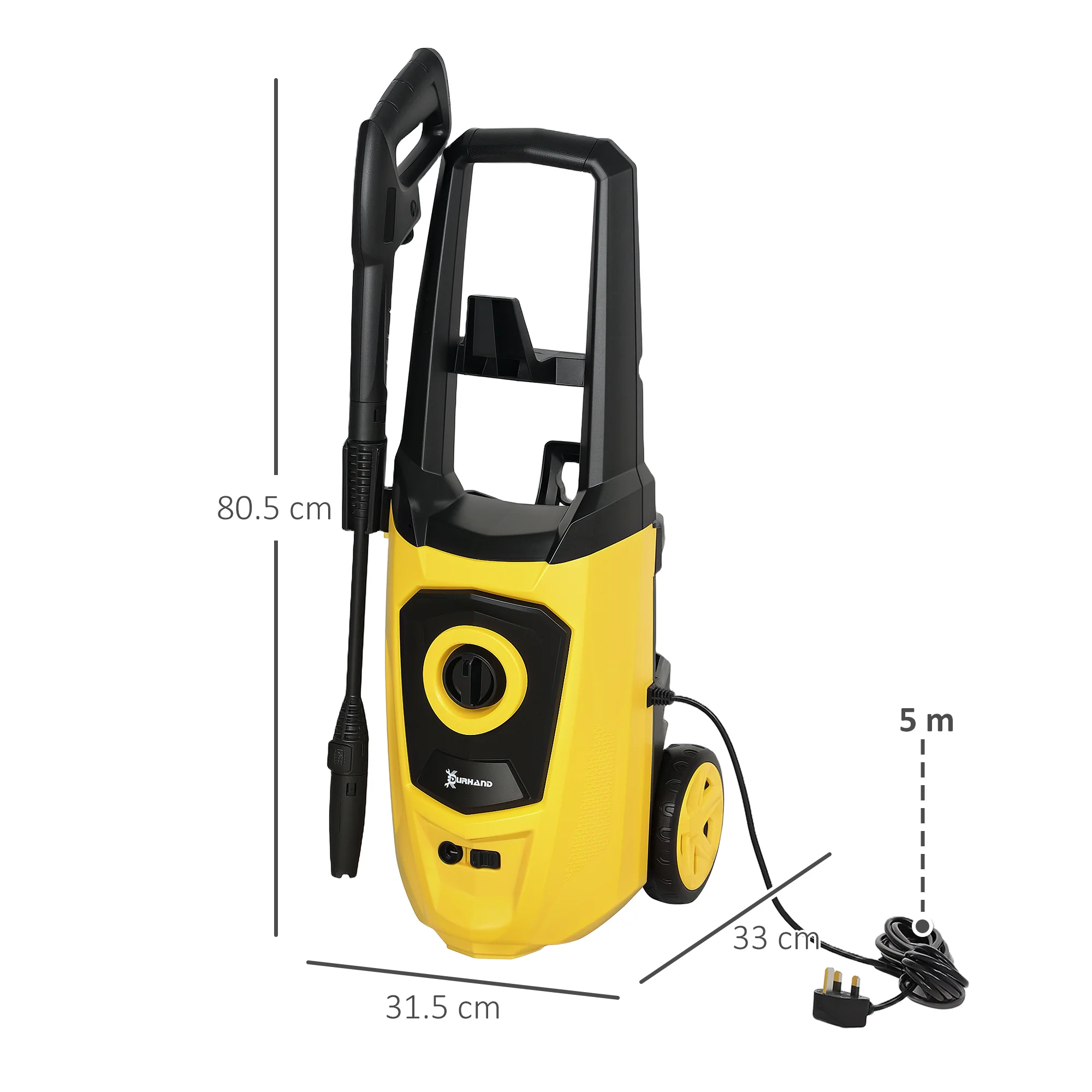 DURHAND High-Performance Power Washer 1800W, 150 Bar, 510 L/h, Yellow - Image 5
