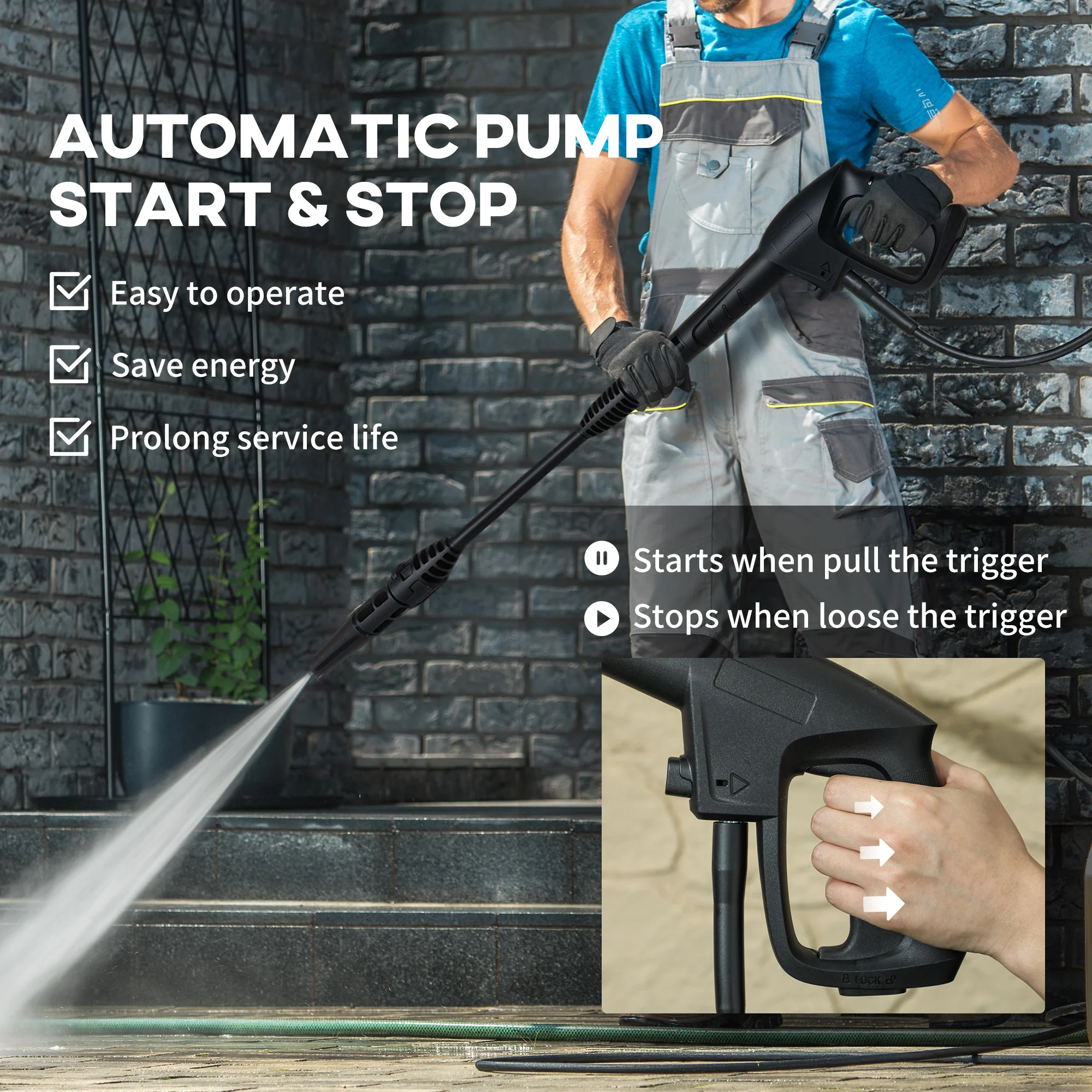 DURHAND Portable Power Washer 1800W, 150 Bar, 510 L/h for Garden, Yellow - Image 6