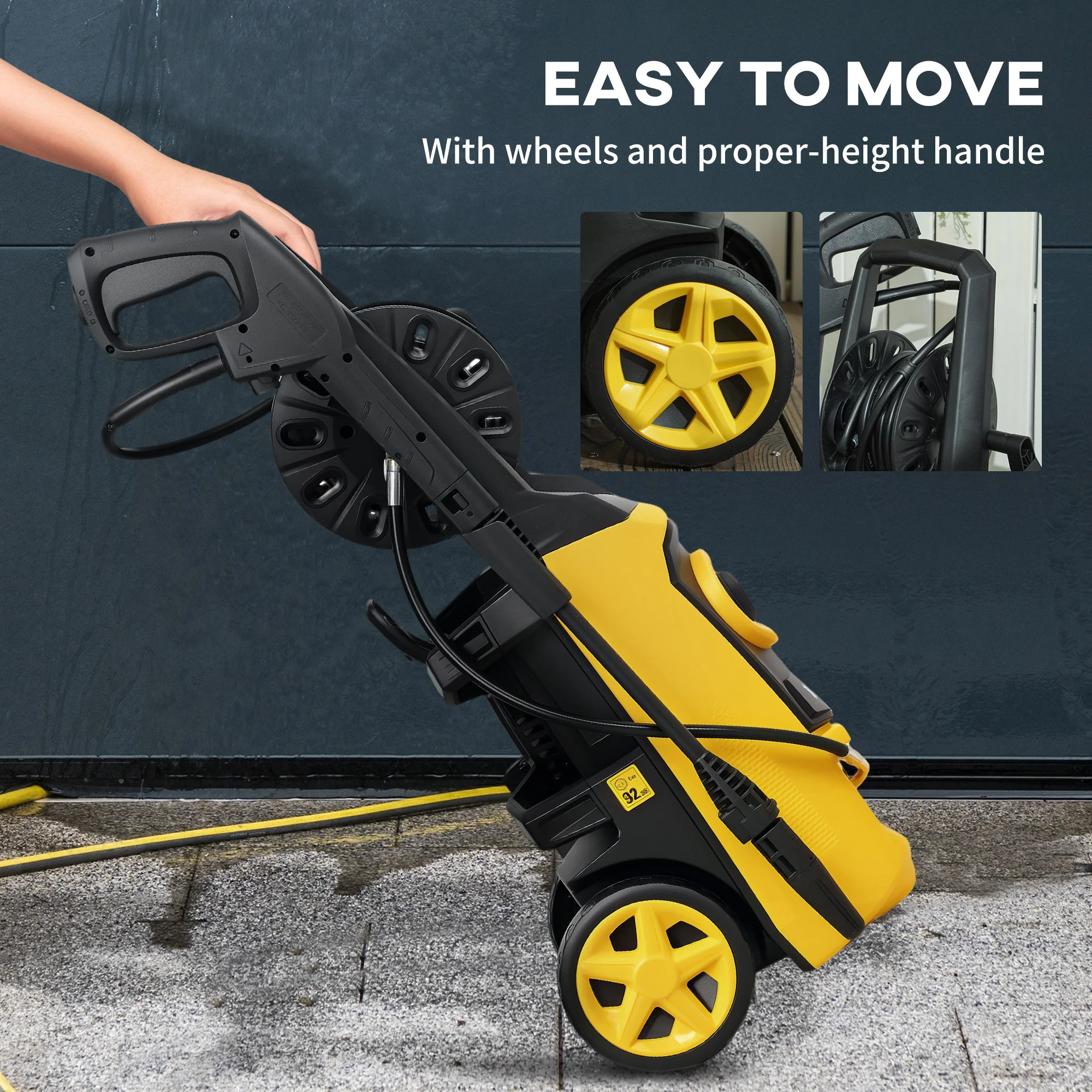 DURHAND Portable Power Washer 1800W, 150 Bar, 510 L/h for Garden, Yellow - Image 8