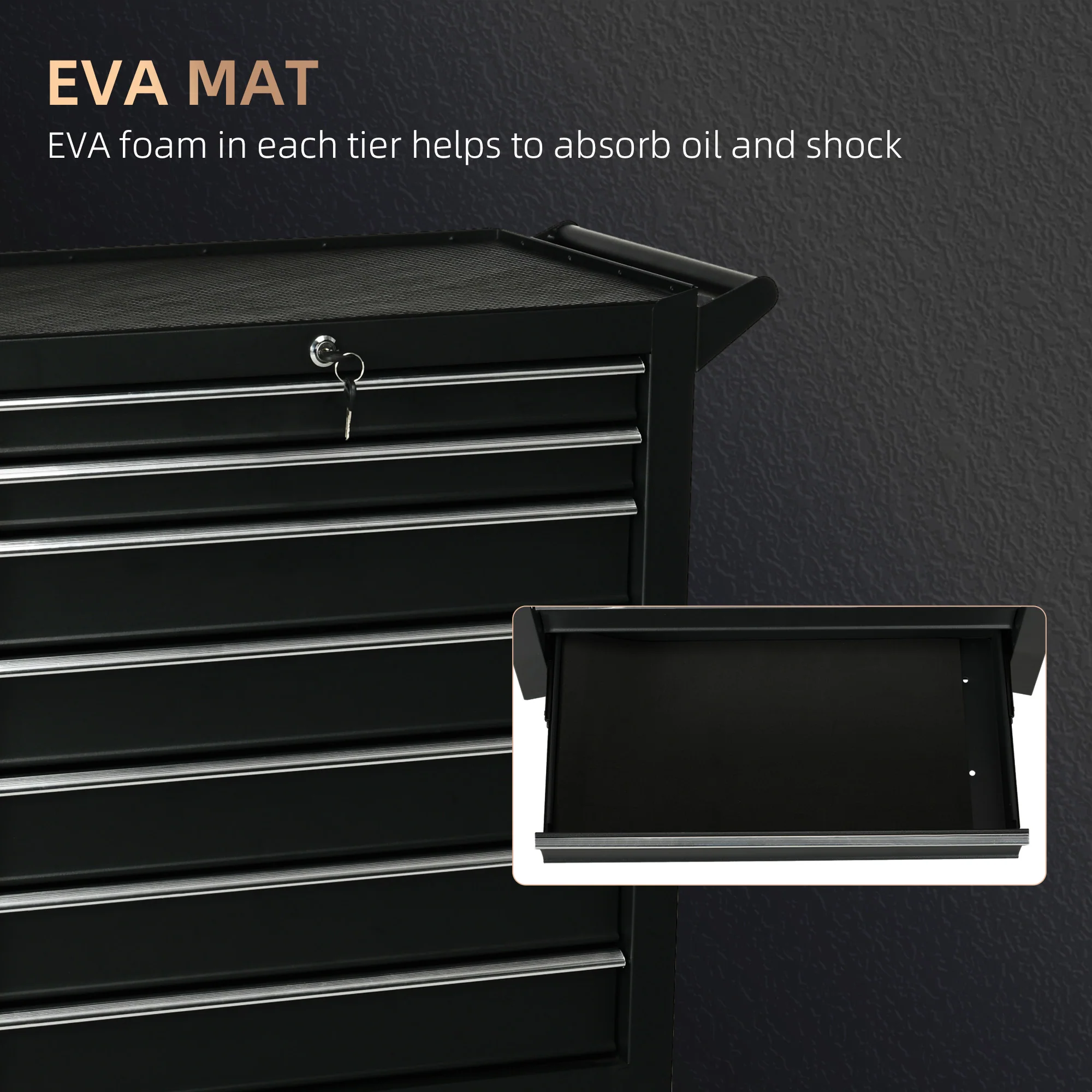 DURHAND Roller Tool Storage Chest Box Garage Workshop 7 Drawers Black - Image 4