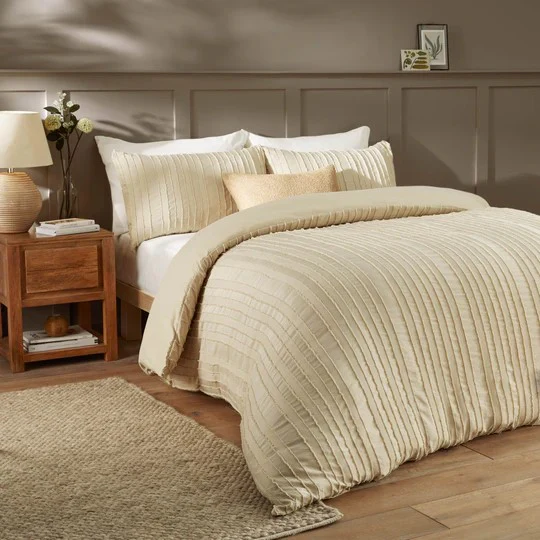 Duvet Day Harrison Stripe Tufted Duvet Set - Linen