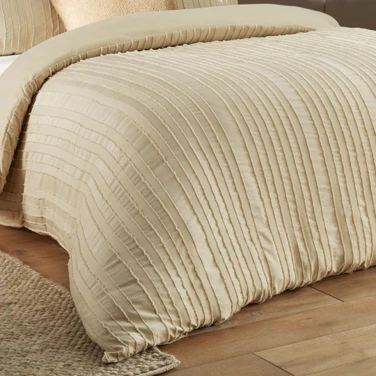 Duvet Day Harrison Stripe Tufted Duvet Set - Linen - Image 3