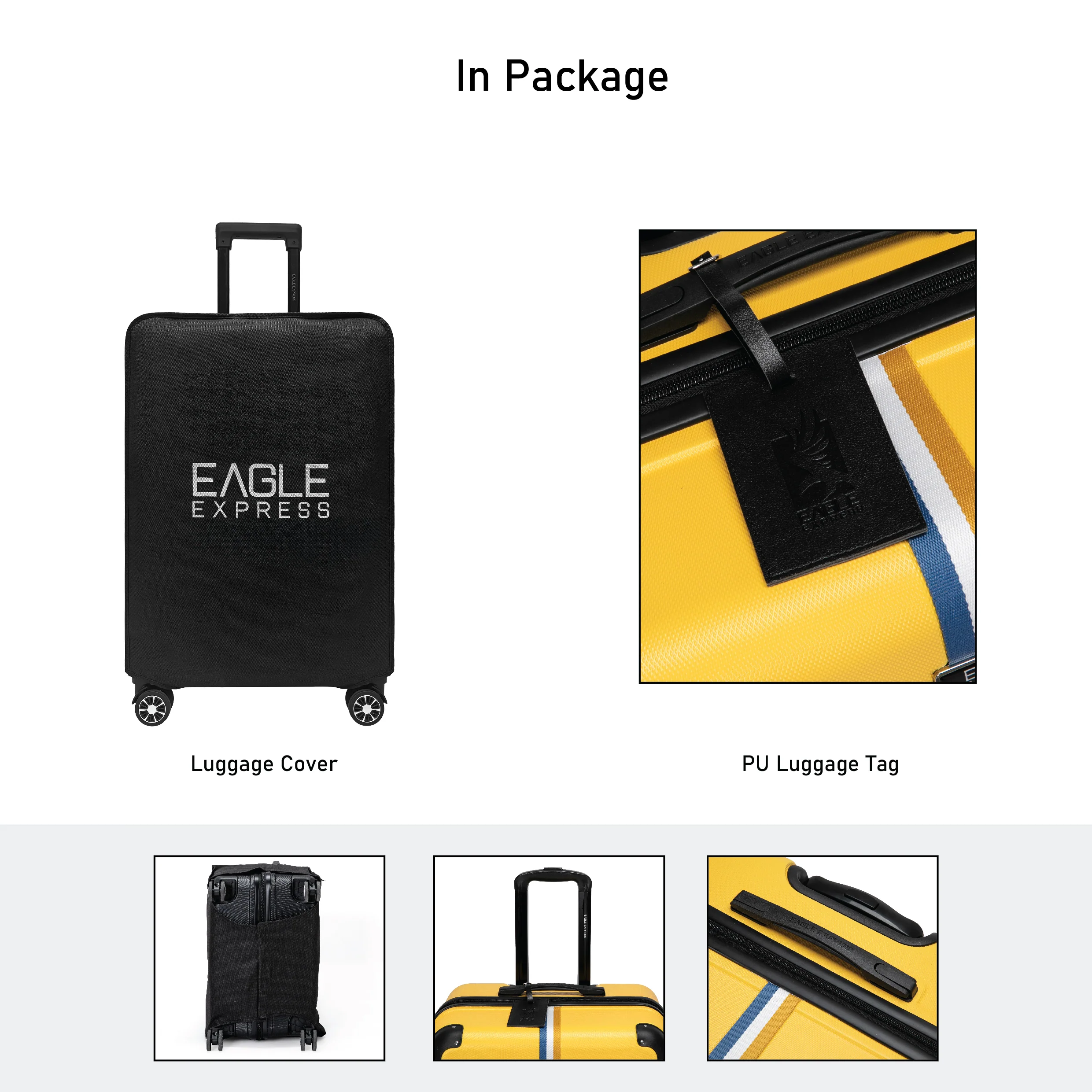 Eagle Express Big BenABS Hard Trolley Lightweight Expandable Luggage Trolley 3 Piece Set - Dark Yellow - Image 6