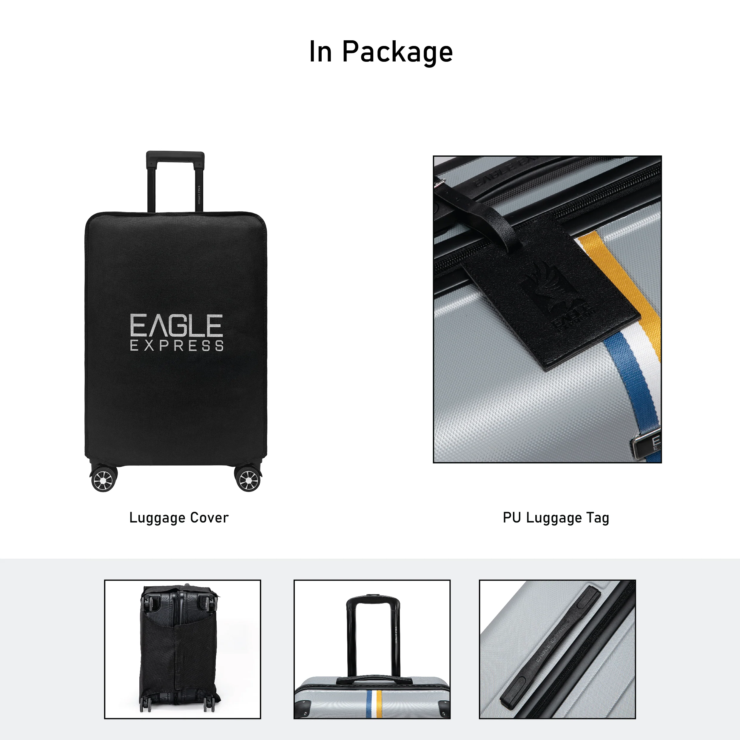 Eagle Express Big BenABS Hard Trolley Lightweight Expandable Luggage Trolley 3 Piece Set - Silver - Image 7