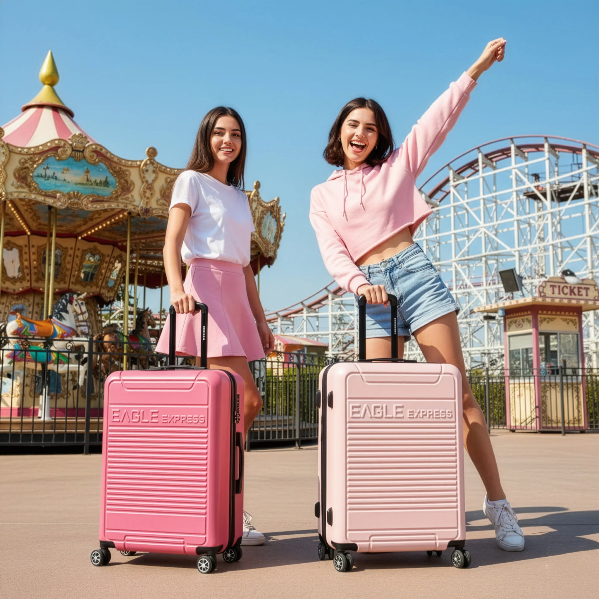Eagle Express Defender ABS Hard Trolley Lightweight Expandable Luggage Trolley 3 Piece Set Rose Pink - Image 2