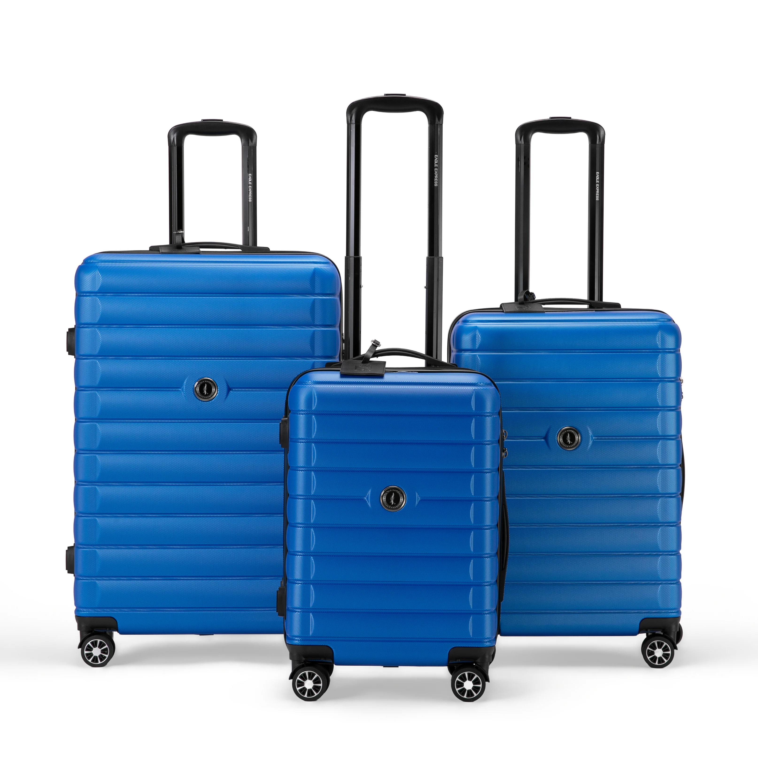 Eagle Express Eagle-Wood ABS Hard Trolley Lightweight Expandable Luggage Trolley 3 Piece Set - Royal Blue