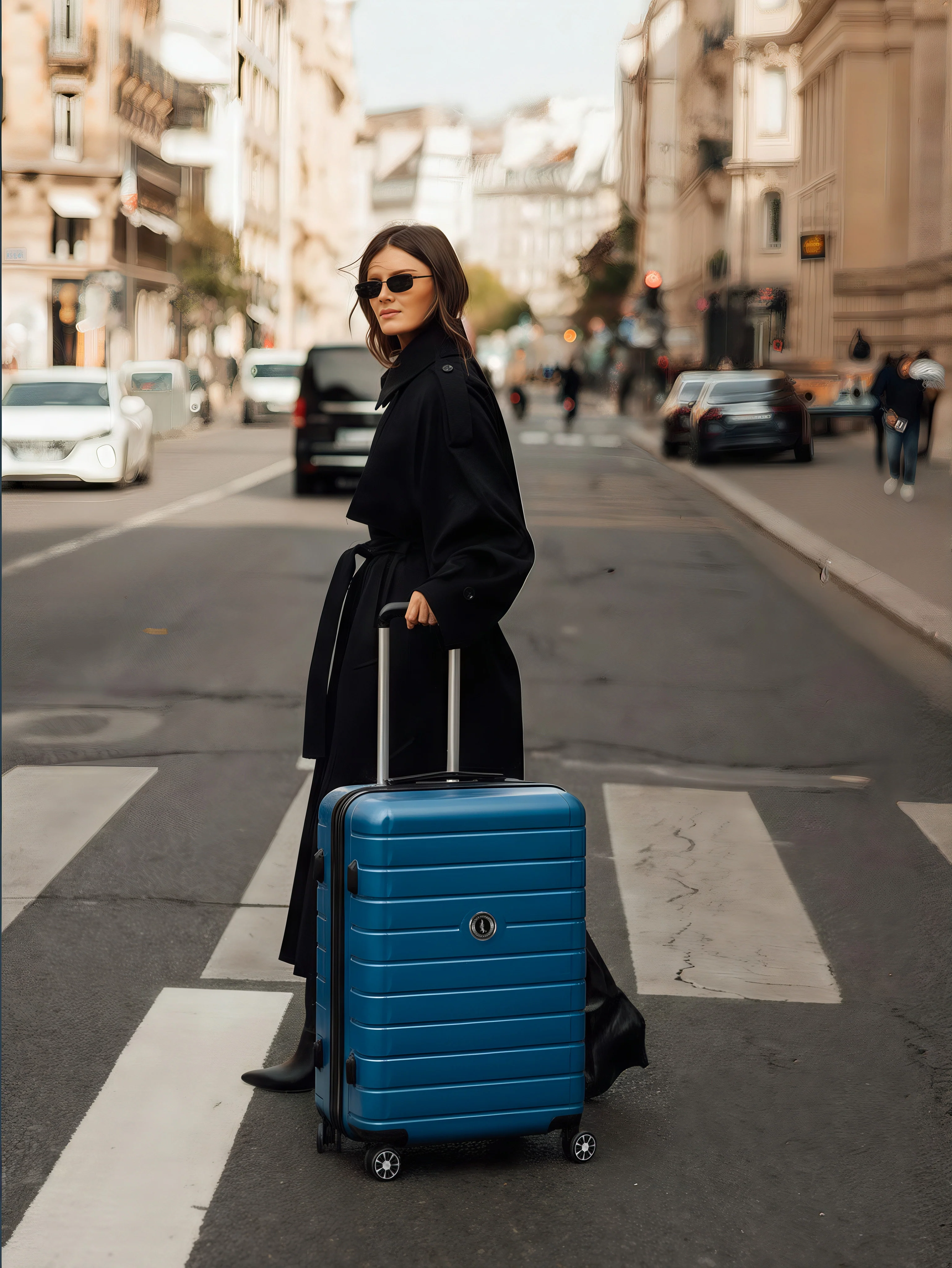Eagle Express Eagle-Wood ABS Hard Trolley Lightweight Expandable Luggage Trolley 3 Piece Set - Royal Blue - Image 2