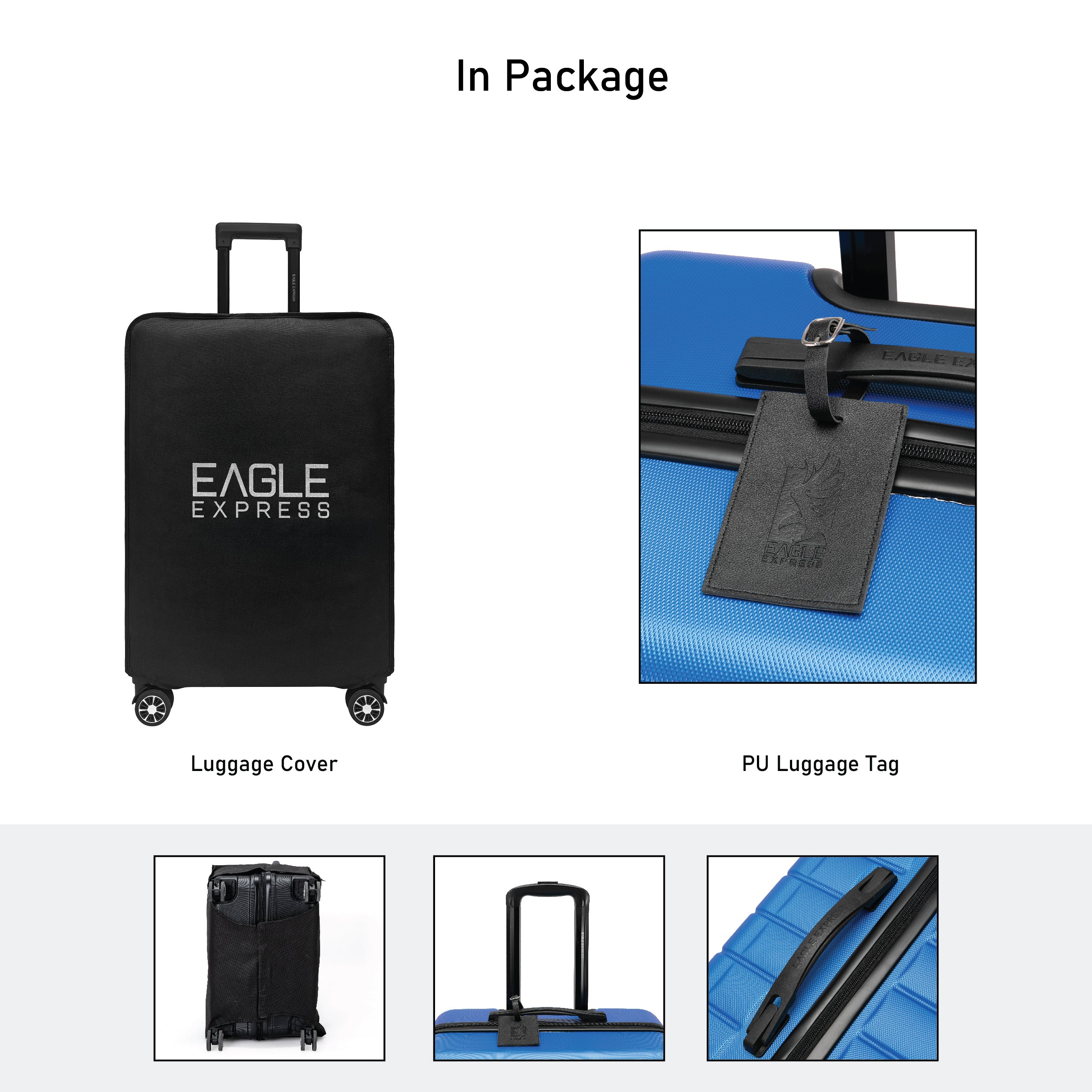 Eagle Express Eagle-Wood ABS Hard Trolley Lightweight Expandable Luggage Trolley 3 Piece Set - Royal Blue - Image 7