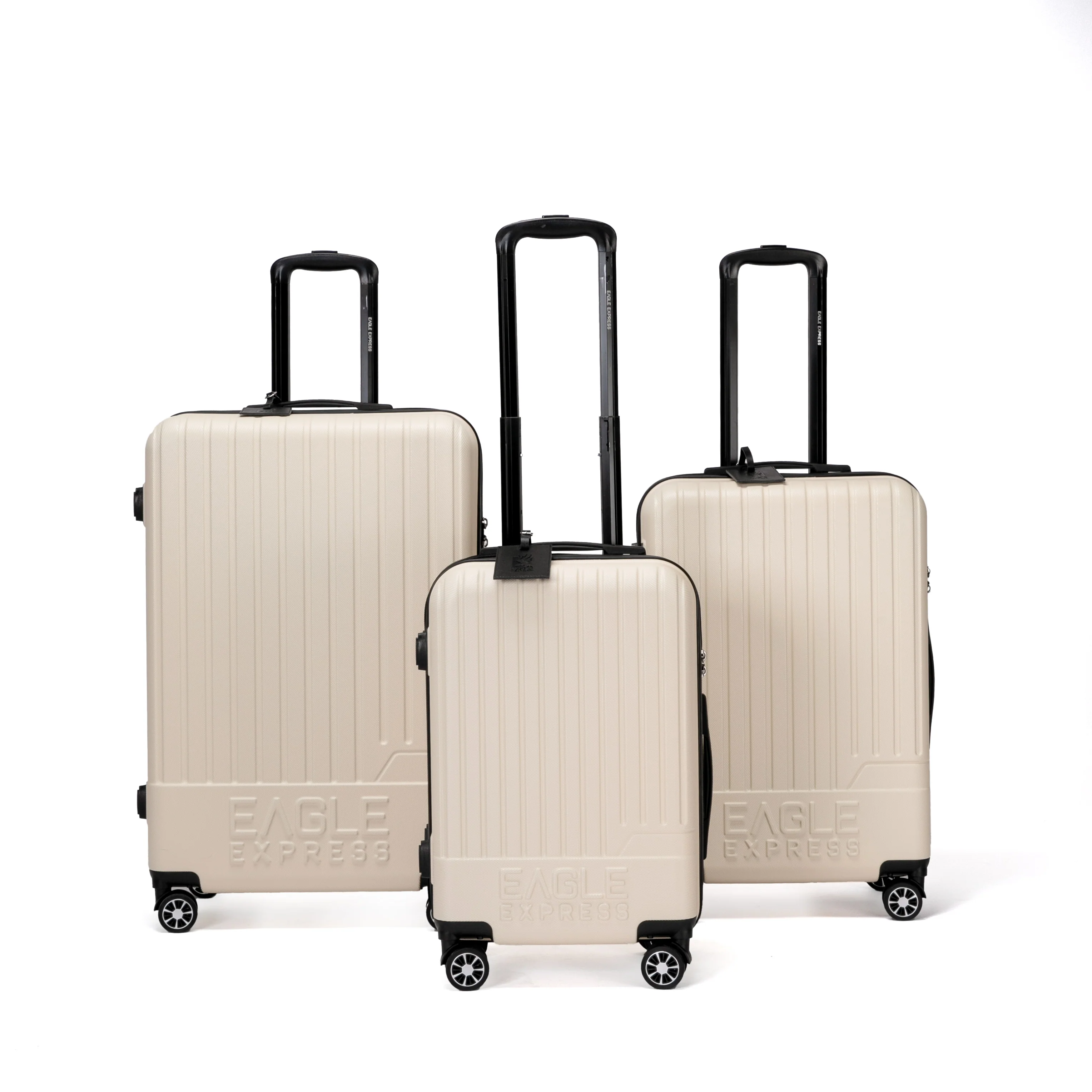 Eagle Express Fusion ABS Hard Trolley Lightweight Expandable Luggage Trolley 3 Piece Set - Flesh