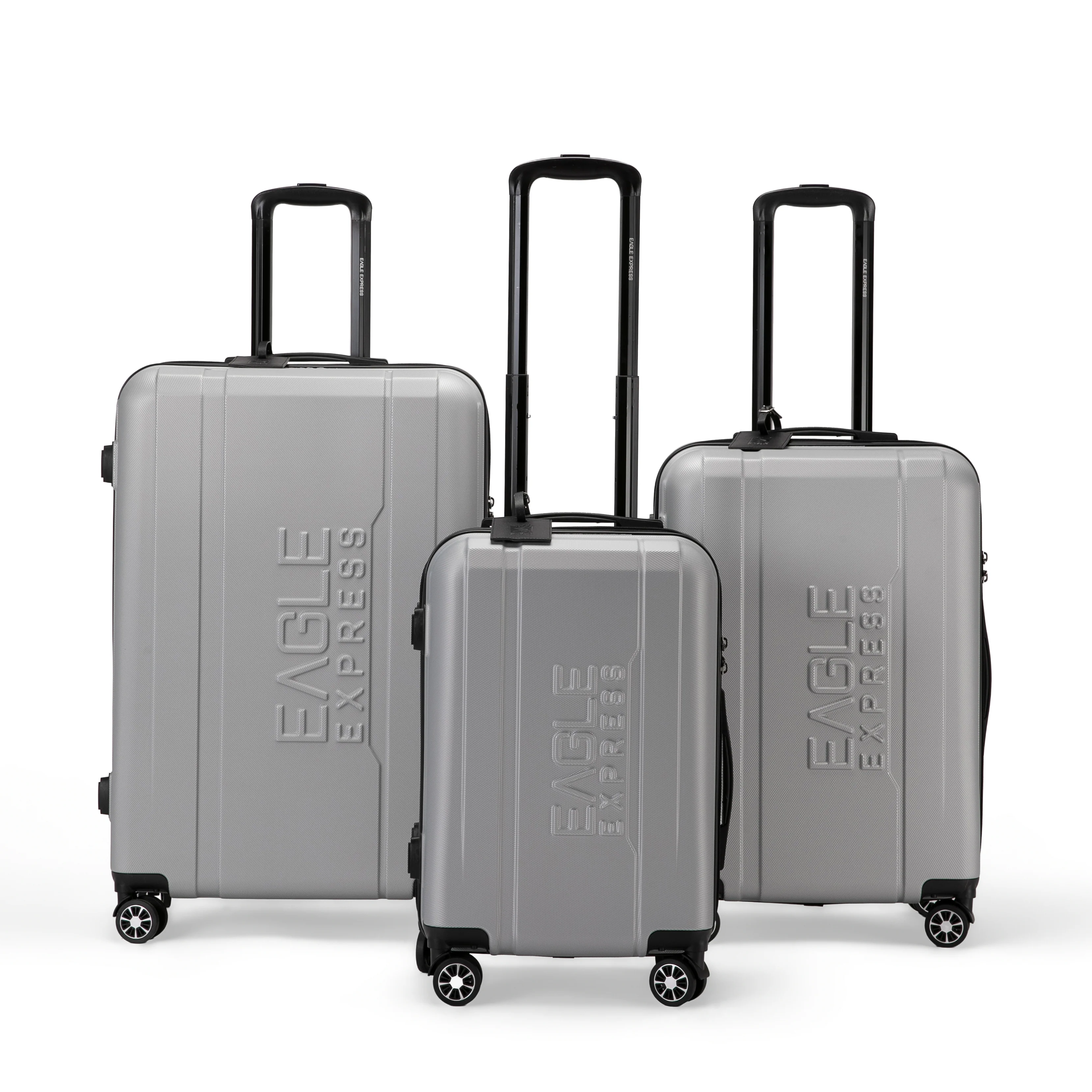 Eagle Express Patron ABS Hard Trolley Lightweight Expandable Luggage Trolley 3 Piece Set  - Silver