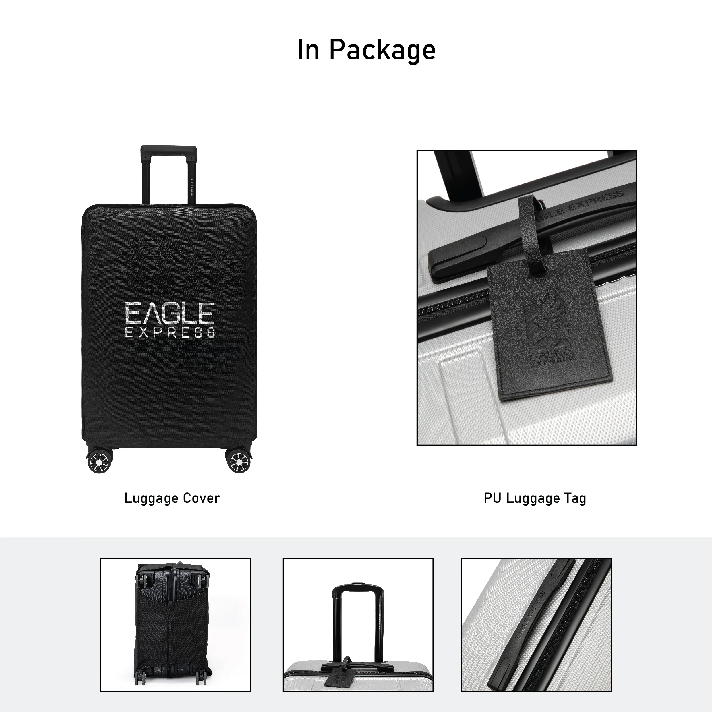 Eagle Express Patron ABS Hard Trolley Lightweight Expandable Luggage Trolley 3 Piece Set  - Silver - Image 3