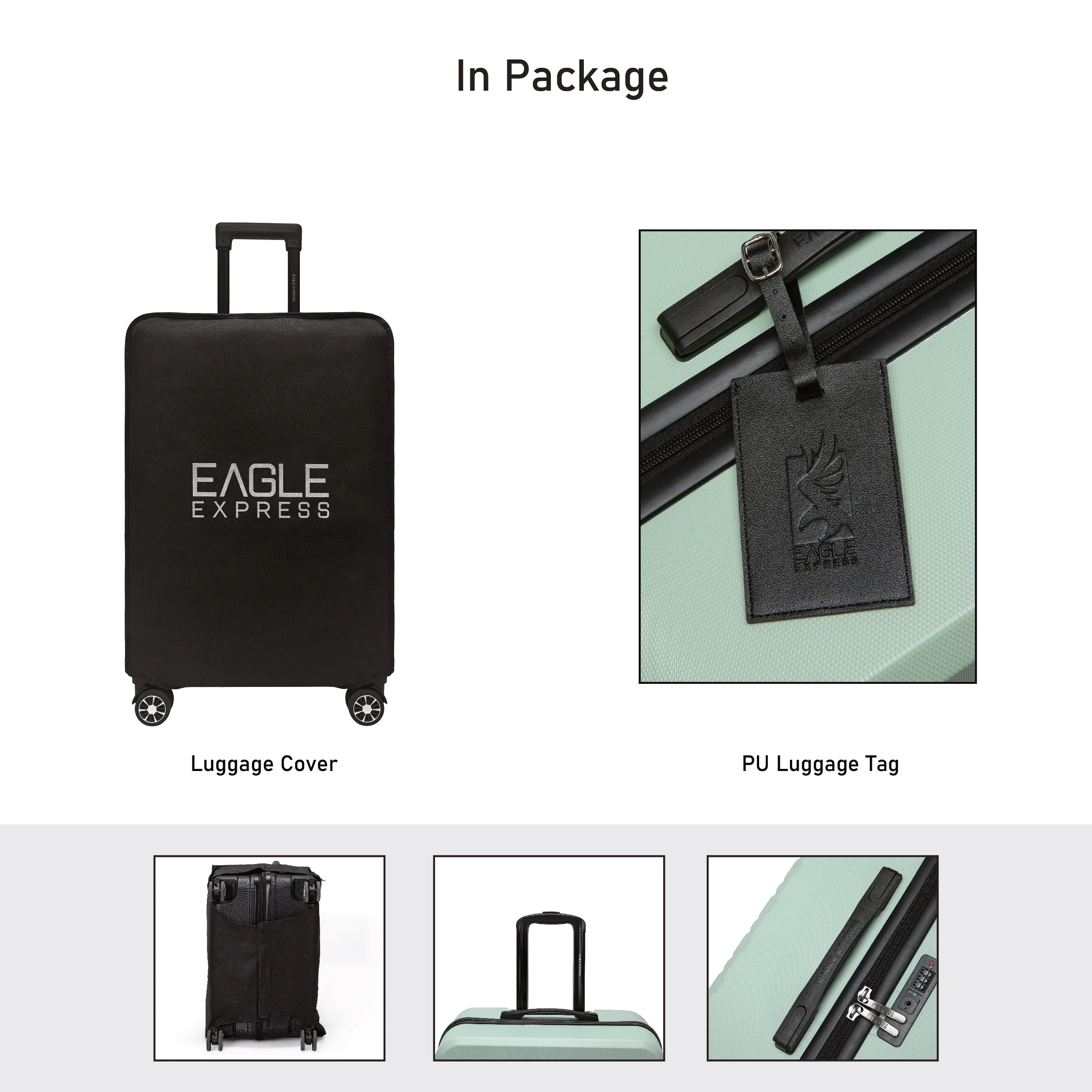 Eagle Express Royal Monarch ABS Hard Trolley Lightweight Expandable Luggage Trolley 3 Piece Set - Dark Khaki - Image 6