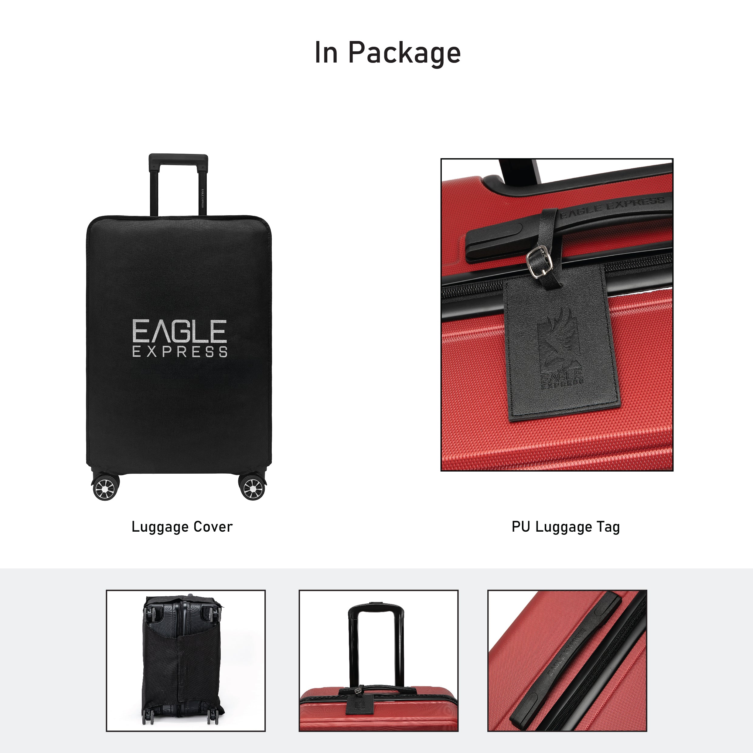 Eagle Express Superior ABS Hard Trolley Lightweight Expandable Luggage Trolley 3 Piece Set - Burgundy - Image 7