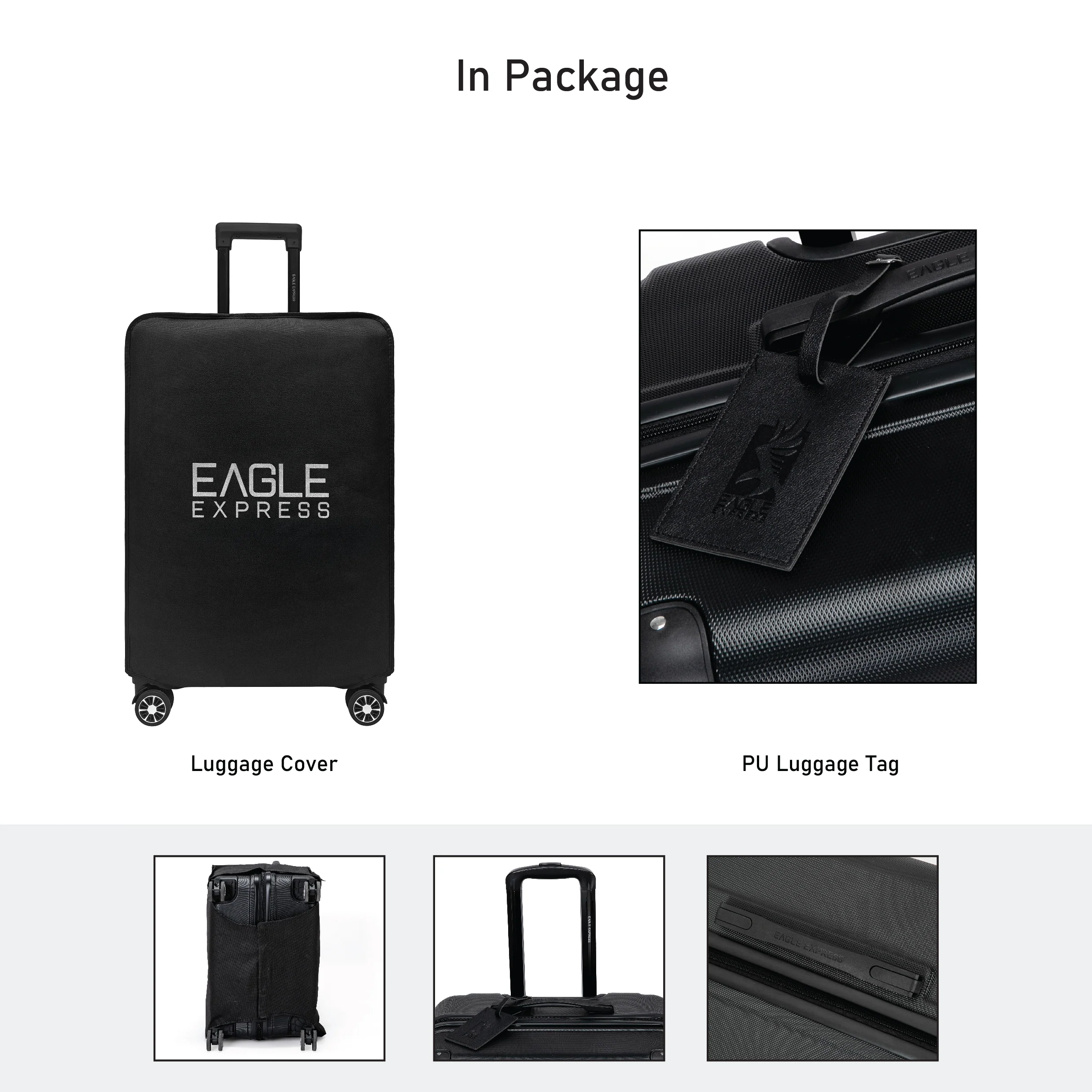 Eagle Express Thames ABS Hard Trolley Lightweight Expandable Luggage Trolley 3 Piece Set - Black - Image 8