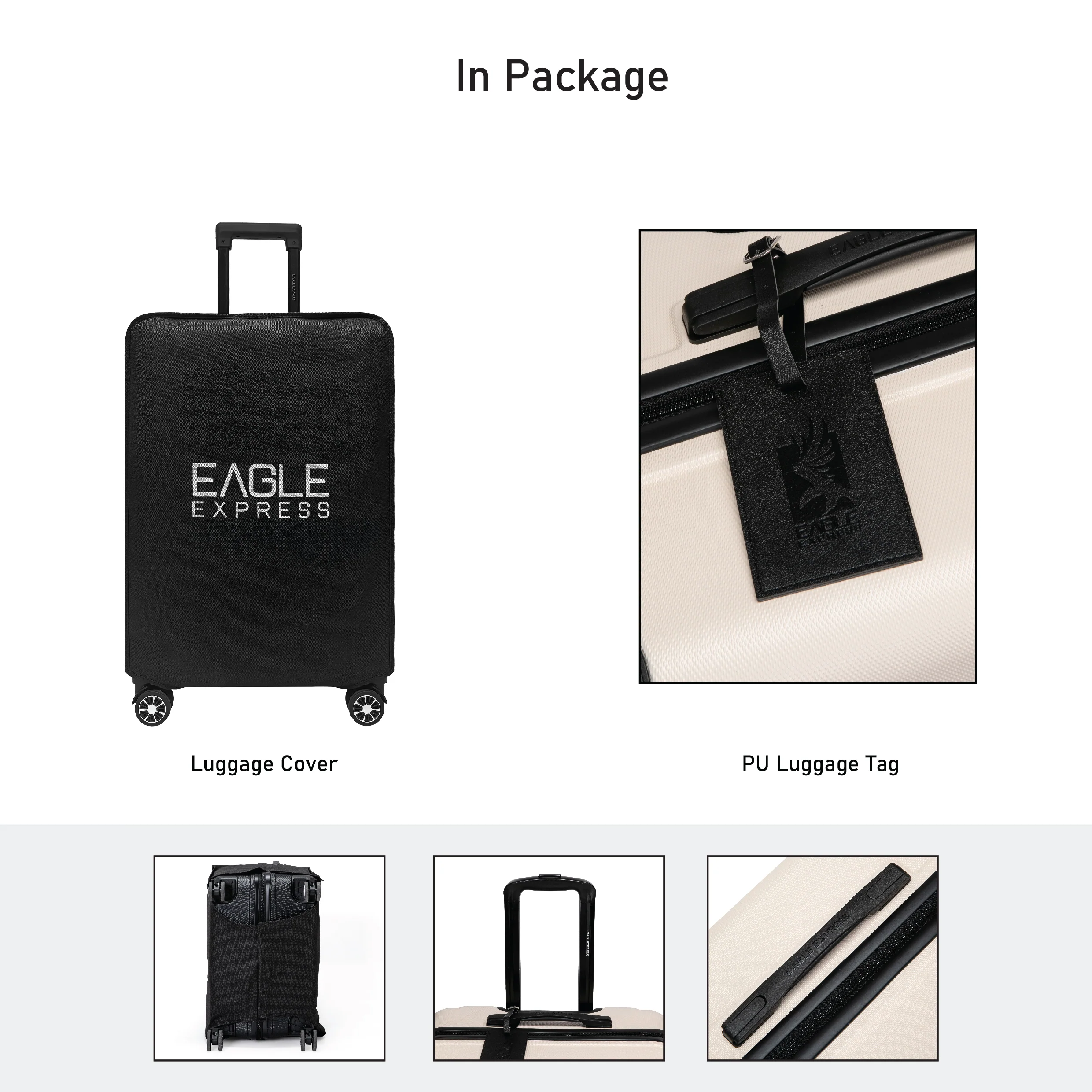 Eagle Express Thames ABS Hard Trolley Lightweight Expandable Luggage Trolley 3 Piece Set - Cream - Image 6