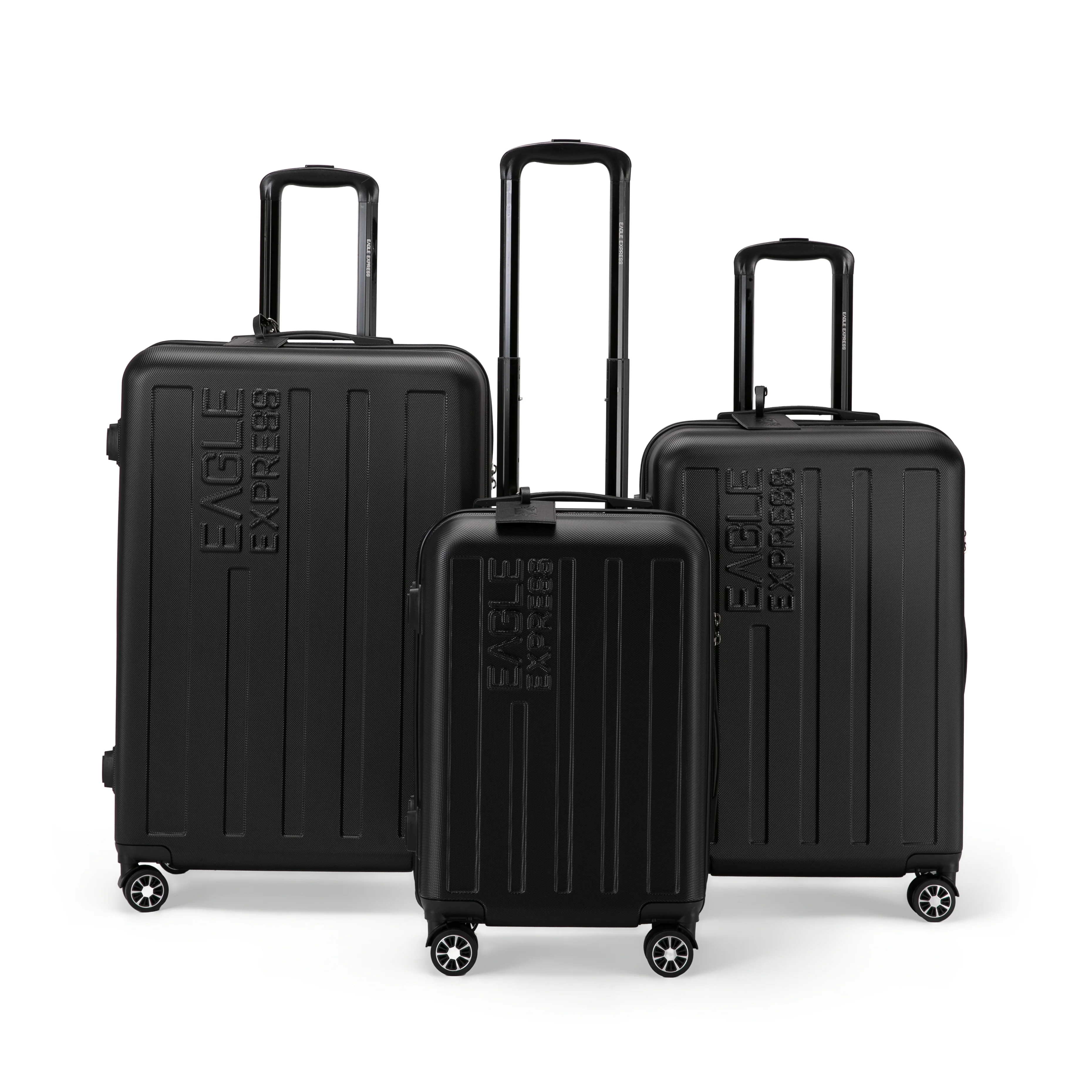 Eagle Express Venture ABS Hard Trolley Lightweight Expandable Luggage Trolley 3 Piece Set - Black
