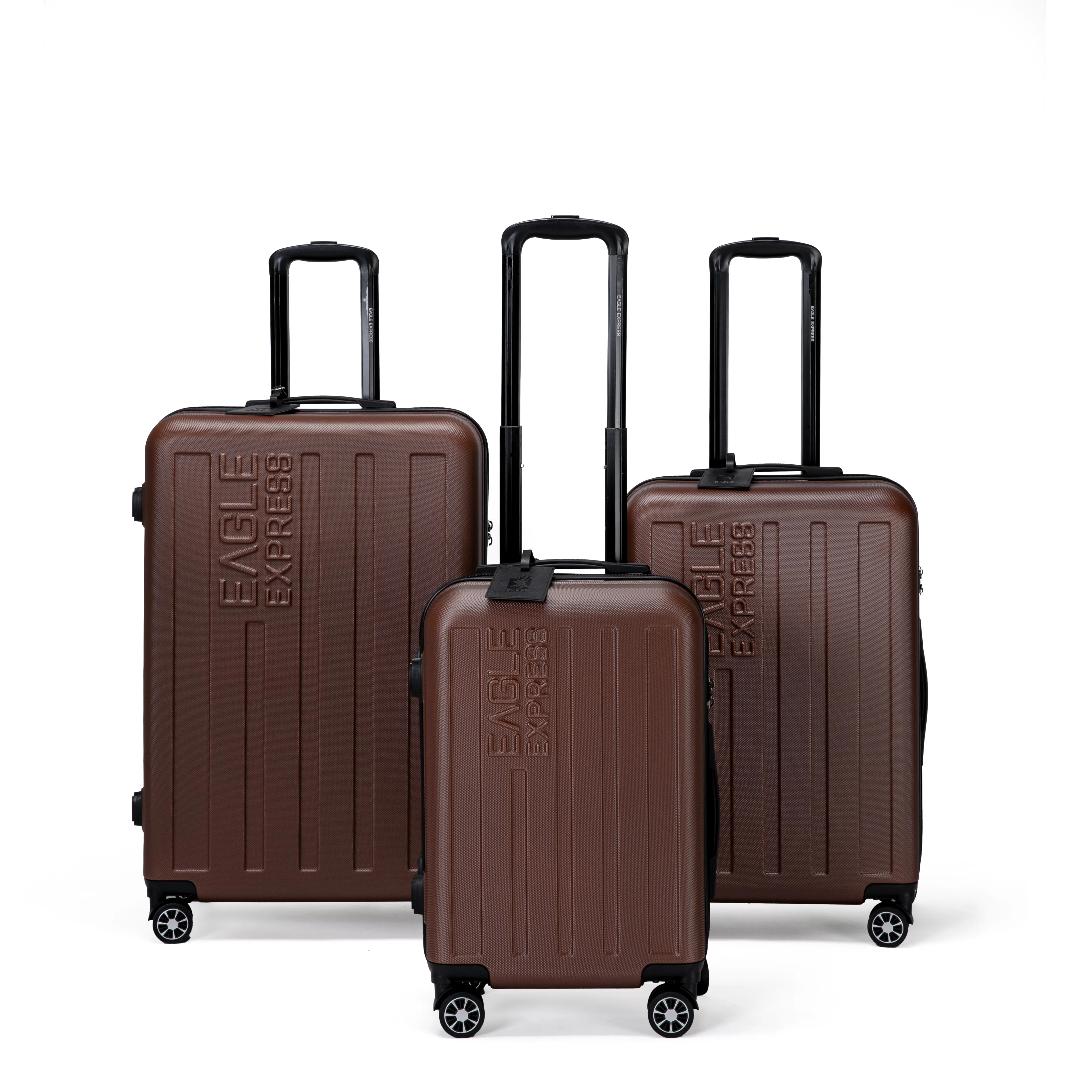 Eagle Express Venture ABS Hard Trolley Lightweight Expandable Luggage Trolley 3 Piece Set - Coffee