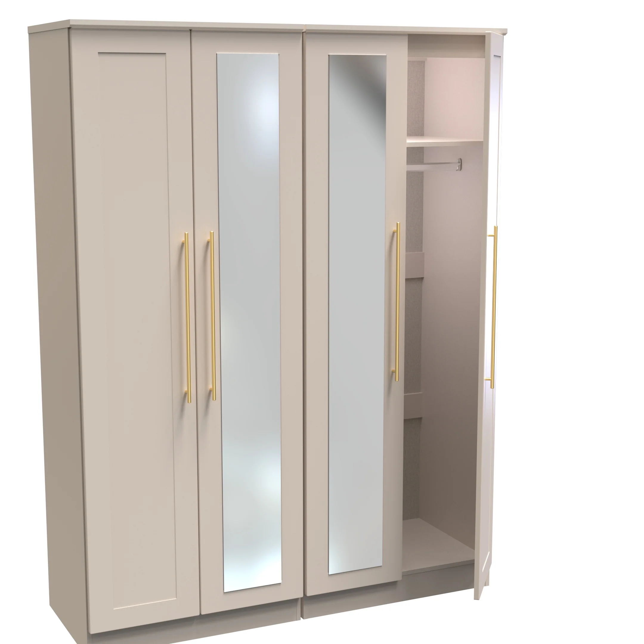 Ealing Ready Assembled Tall 4 Door 2 Centre Mirrors Wardrobe In Kashmir Matt - Image 6