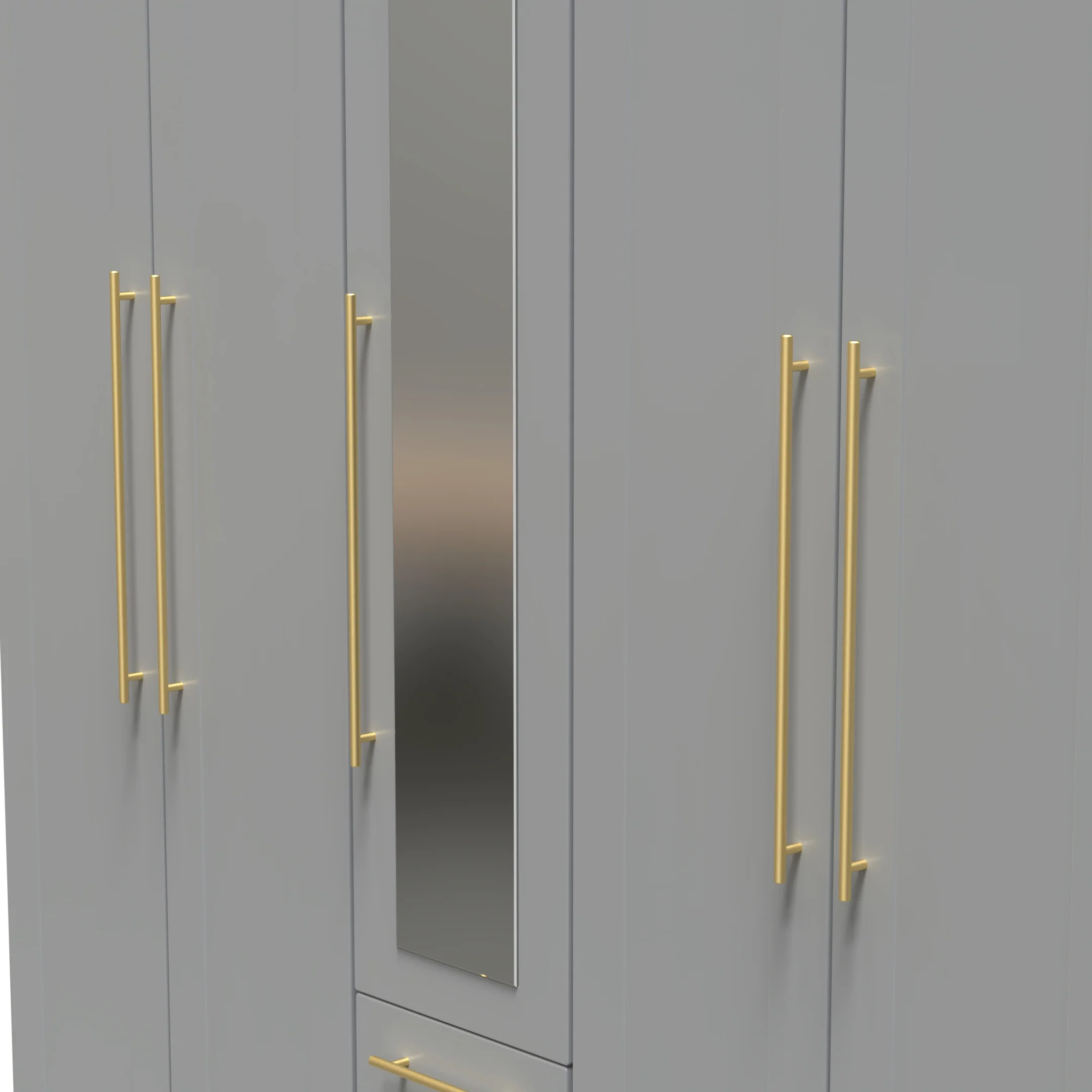 Ealing Ready Assembled Tall 5 Door 2 Drawer 1 Mirror Wardrobe in Dusk Grey - Image 4