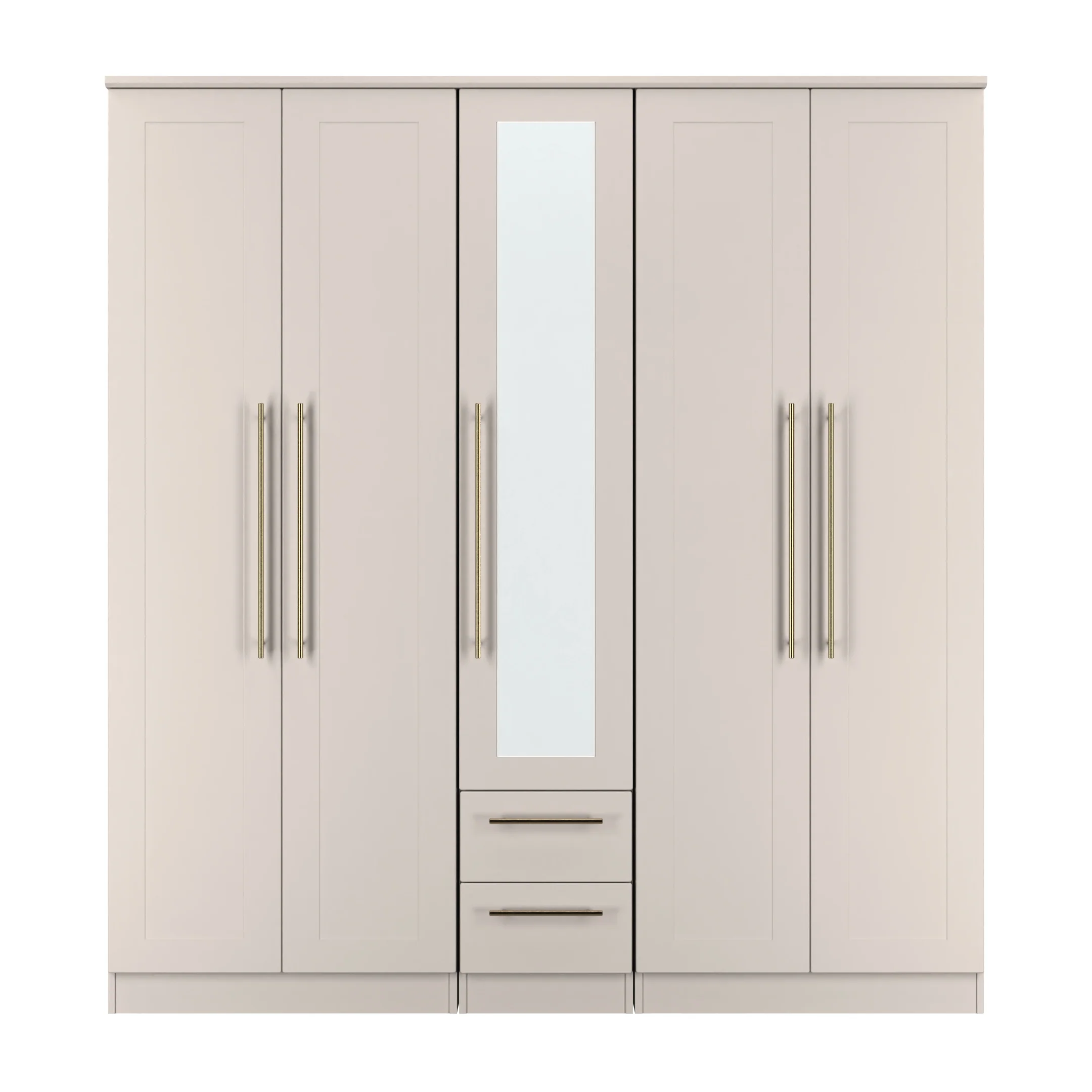 Ealing Ready Assembled Tall 5 Door 2 Drawer 1 Mirror Wardrobe in Kashmir Matt - Image 2
