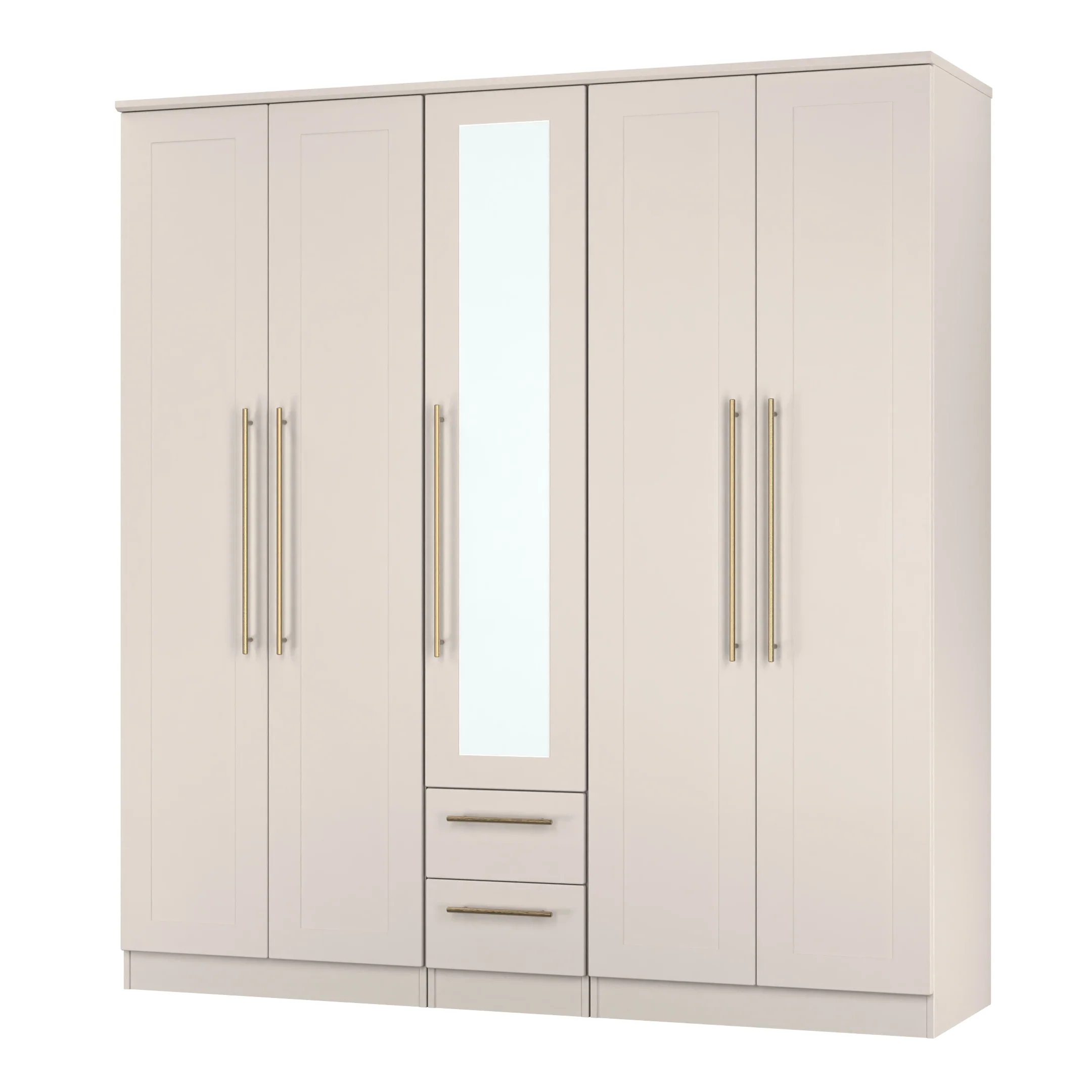 Ealing Ready Assembled Tall 5 Door 2 Drawer 1 Mirror Wardrobe in Kashmir Matt - Image 4