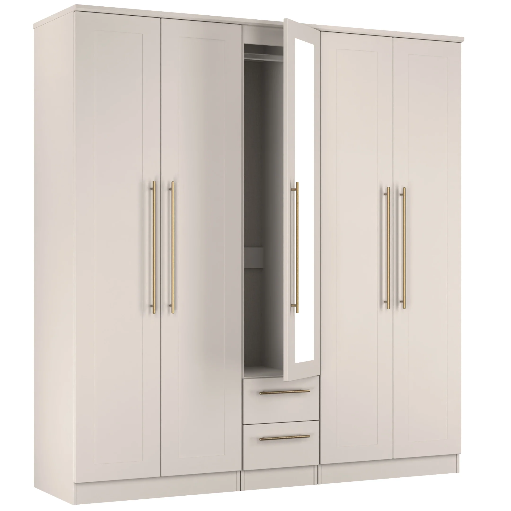 Ealing Ready Assembled Tall 5 Door 2 Drawer 1 Mirror Wardrobe in Kashmir Matt - Image 7