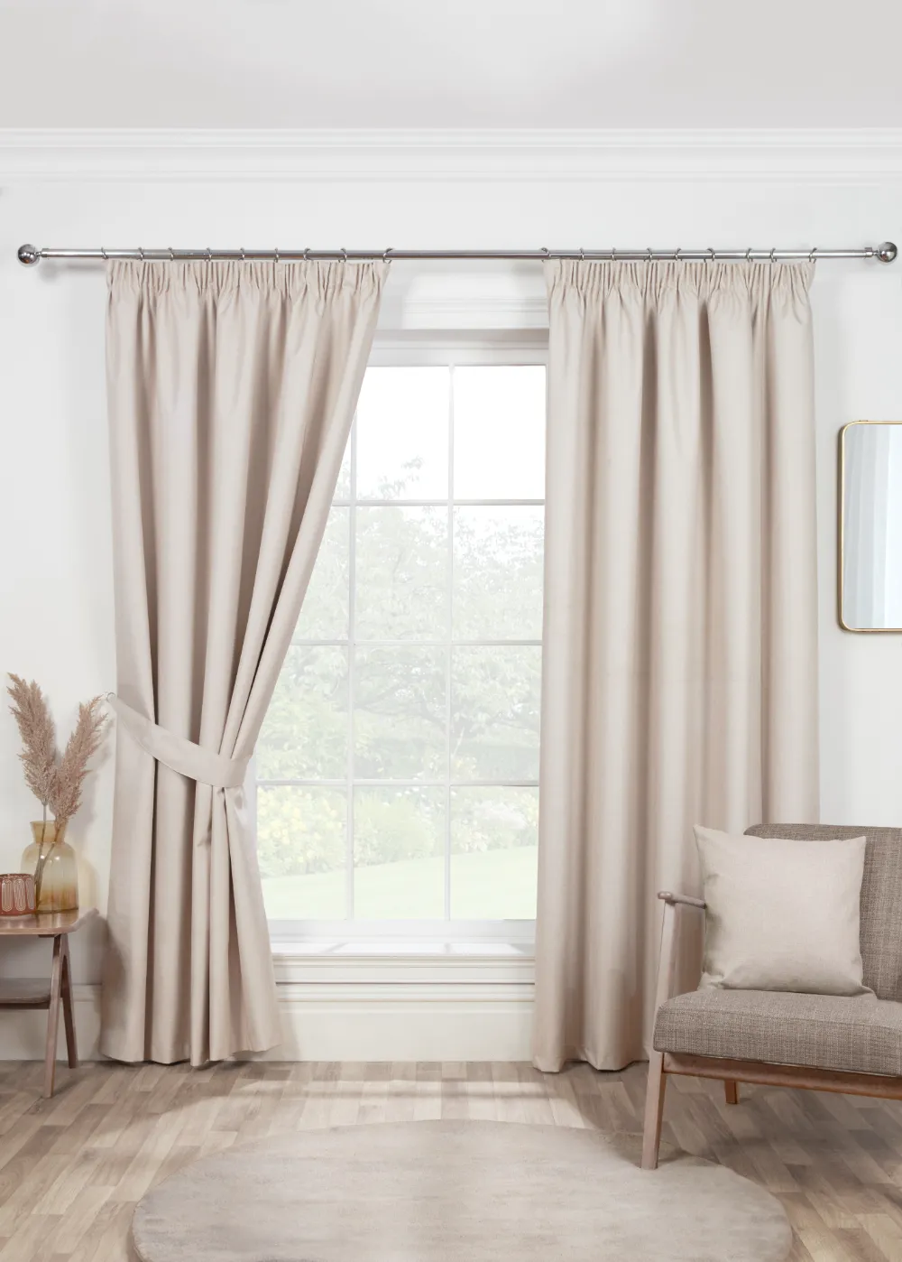 ECLIPSE NATURAL 3" PENCIL PLEAT CURTAINS