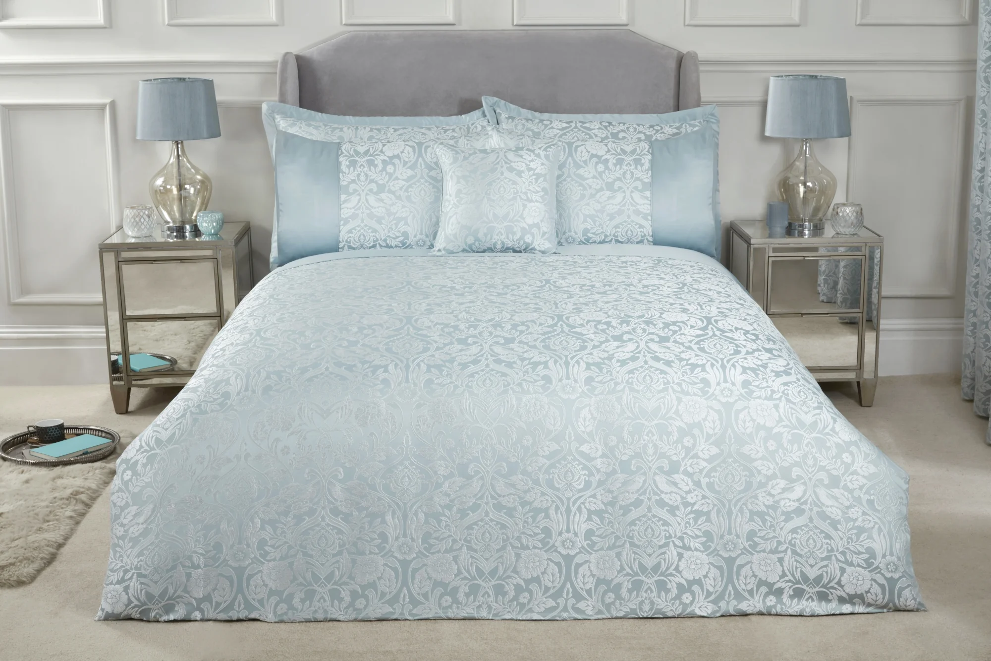 Eden - Embellished Jacquard Duvet Set in Duck Egg - Image 2