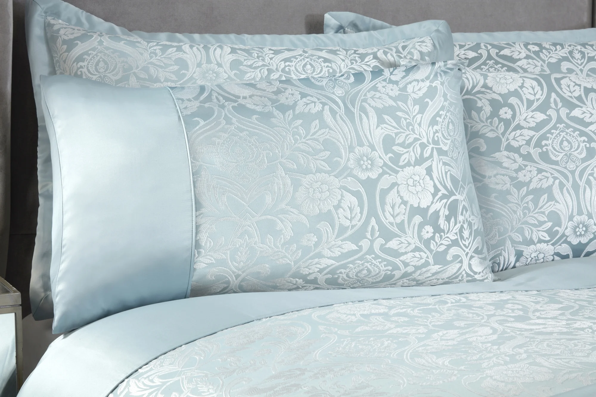 Eden - Embellished Jacquard Quilted Bedspread Set in Duck Egg - Image 5