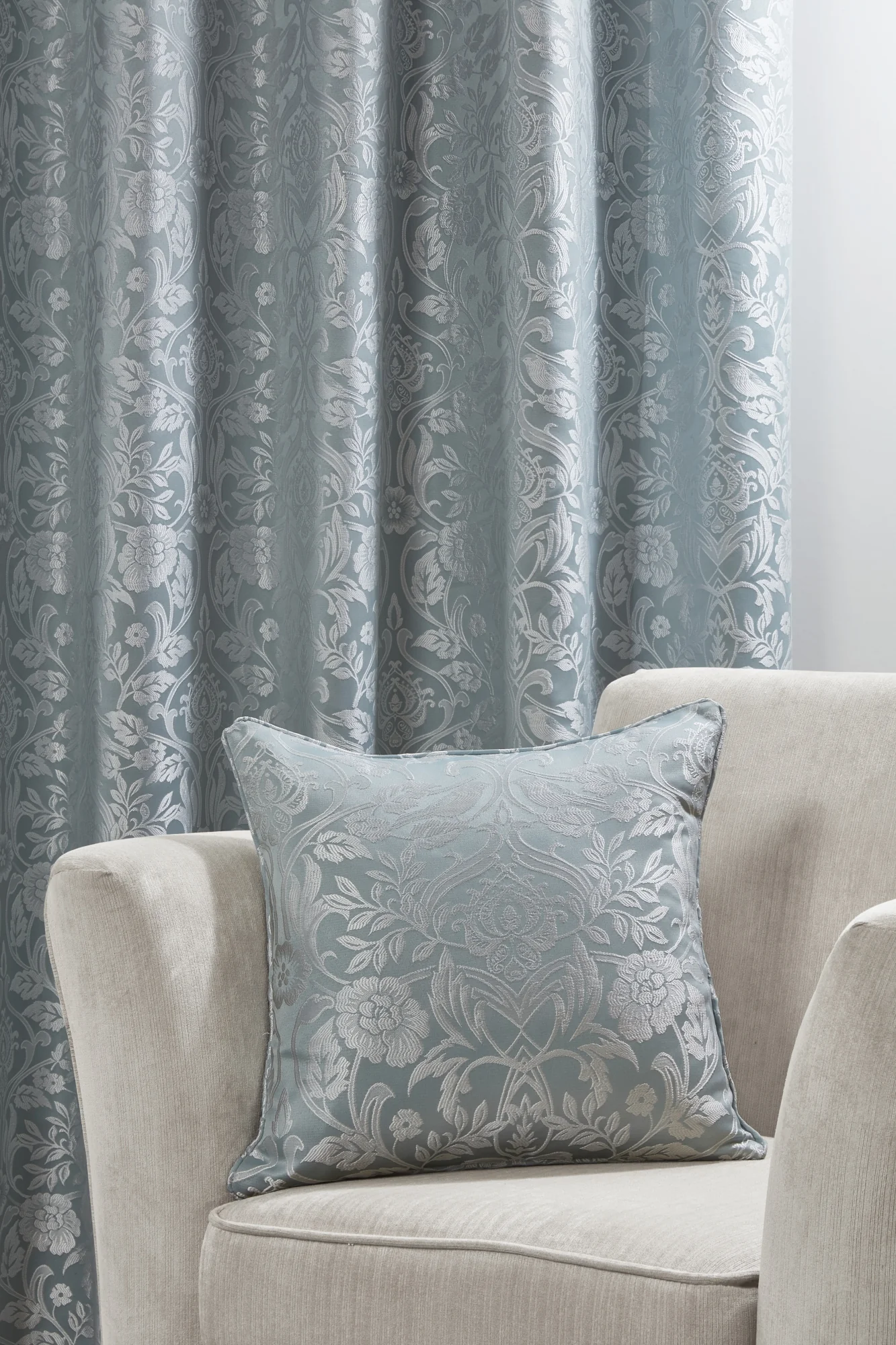 Eden - Jacquard Cushion Cover in Duck Egg - Image 2