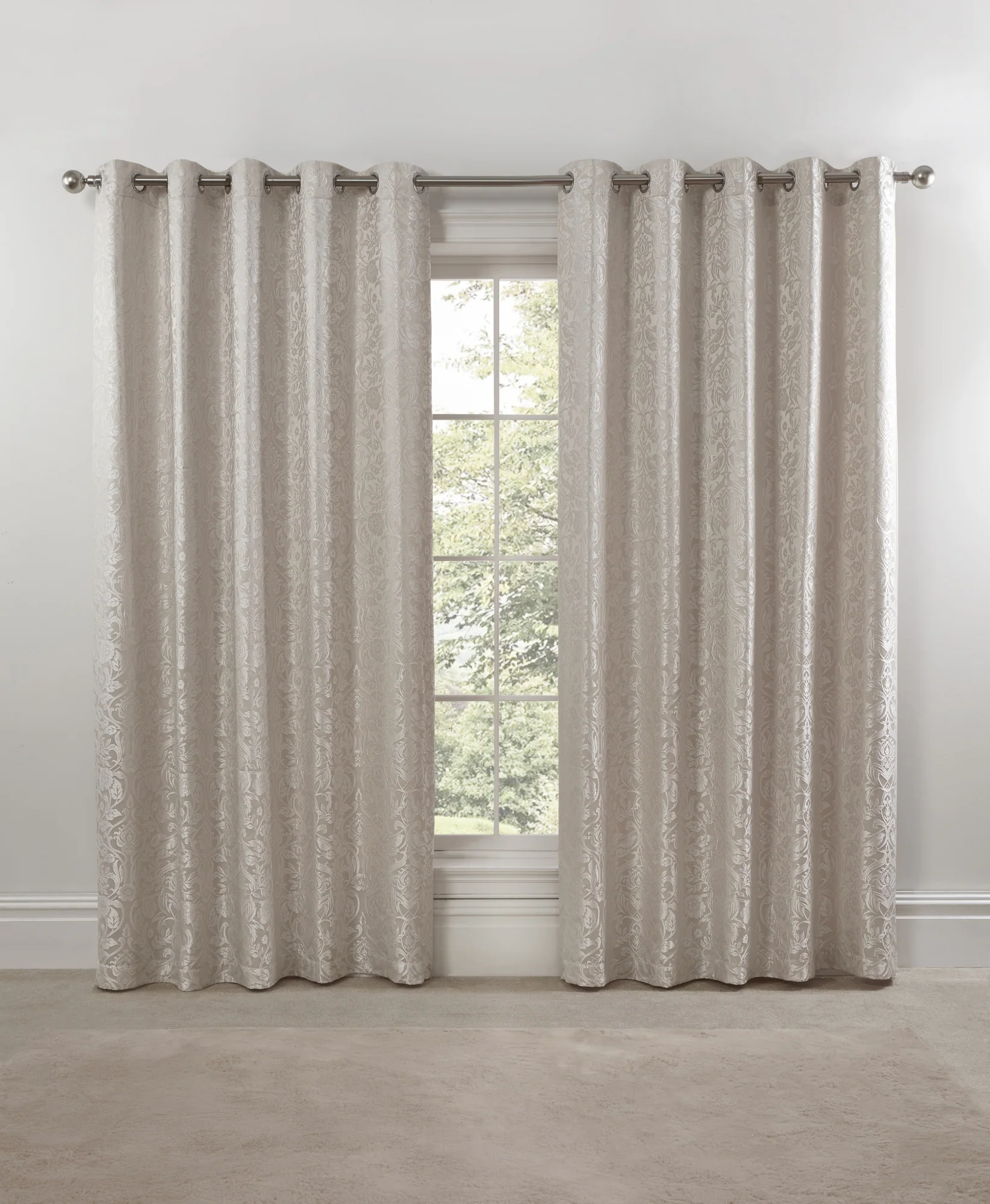 Eden - Lined Eyelet Jacquard Curtains in Cream - Image 3