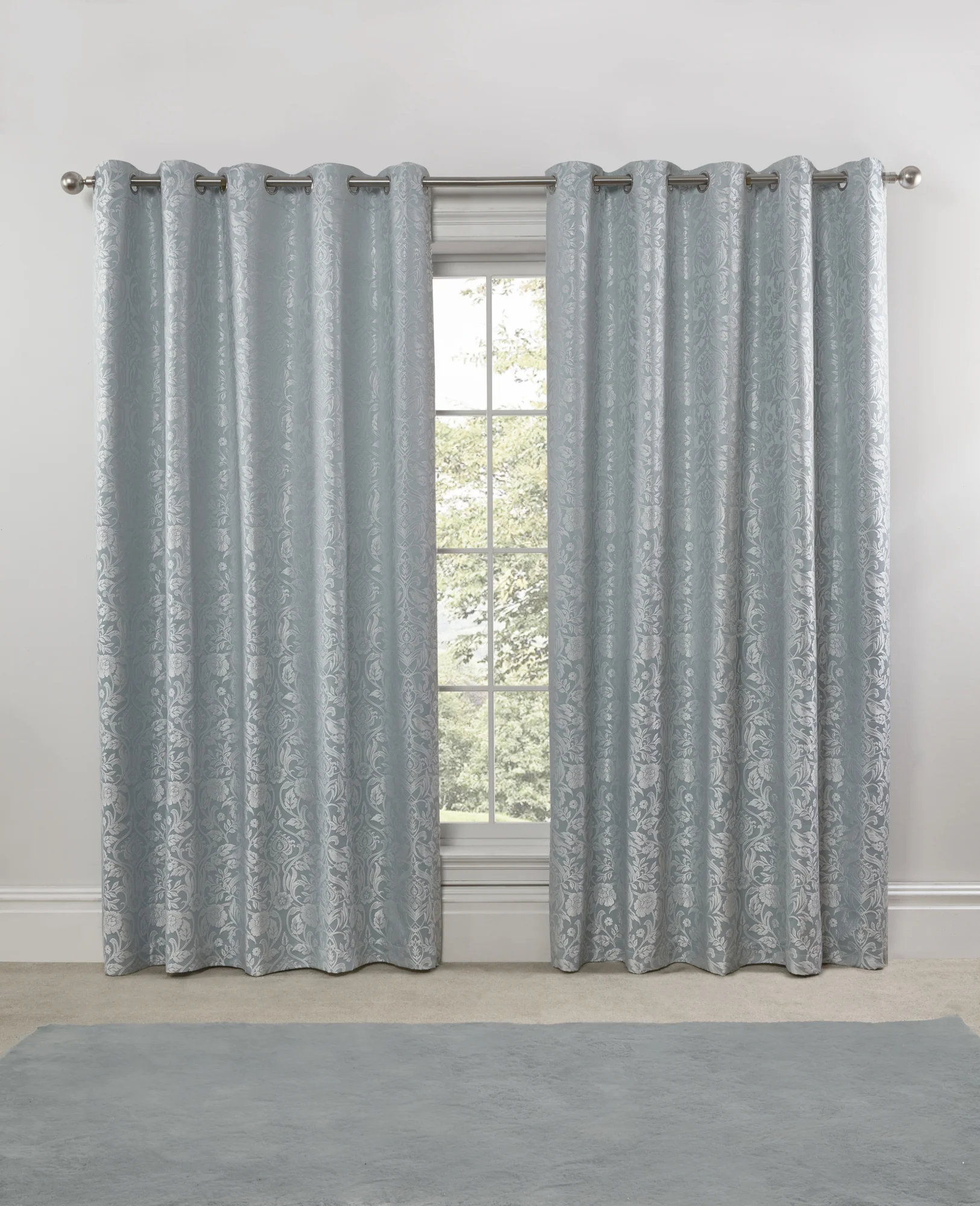 Eden - Lined Eyelet Jacquard Curtains in Duck Egg - Image 3