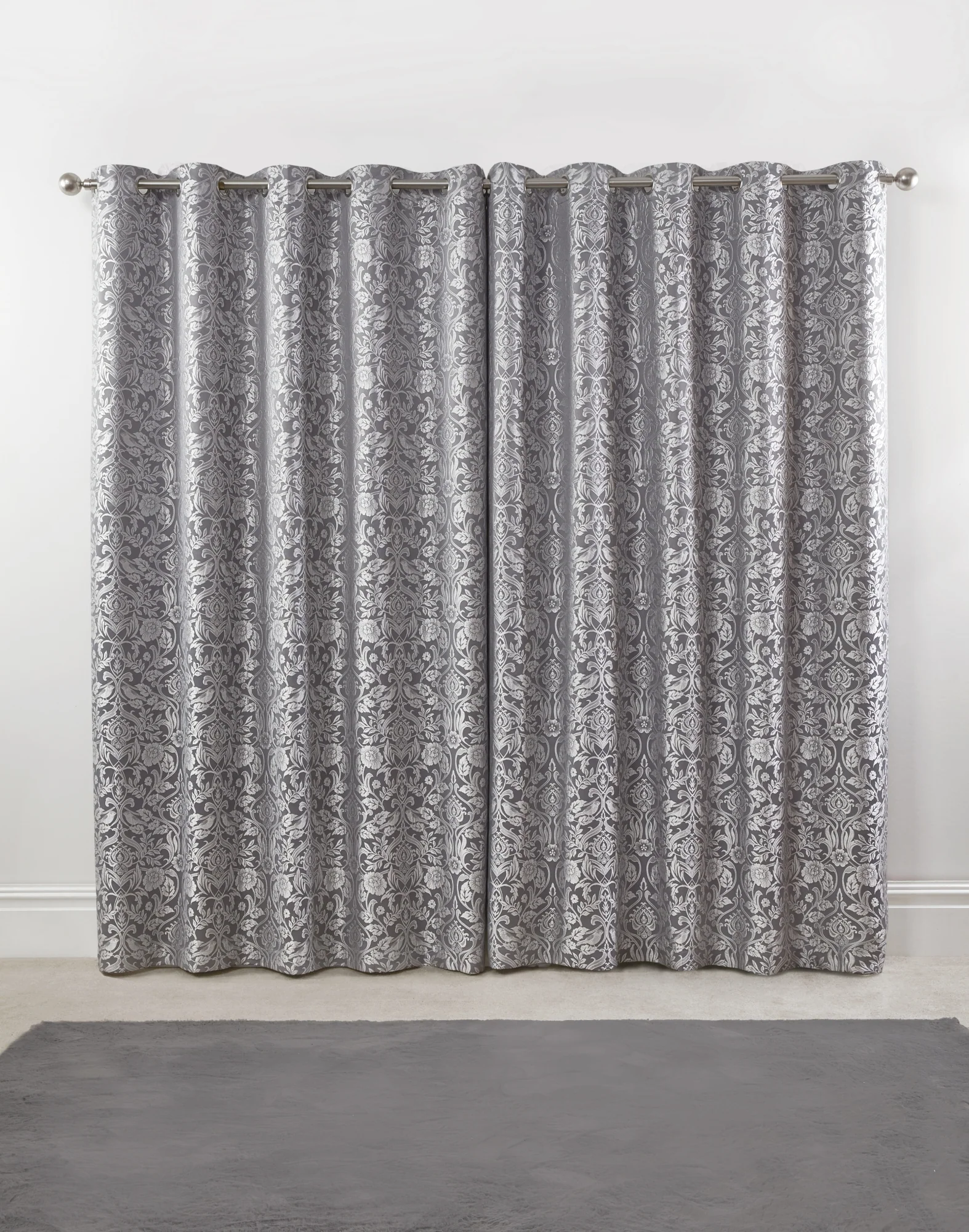 Eden - Lined Eyelet Jacquard Curtains in Silver - Image 4