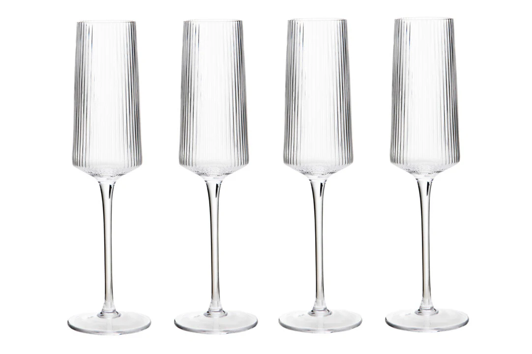 Eldon Set of Four Ribbed Champagne Glasses MOB Packaging