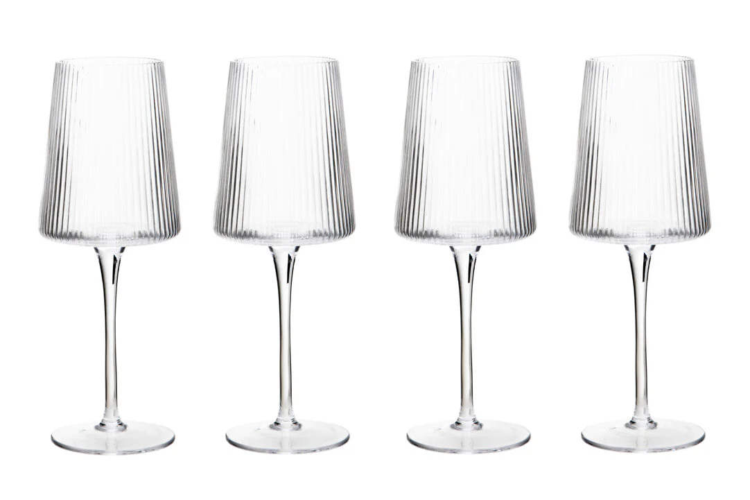 Eldon Set of Four Ribbed Wine Glasses