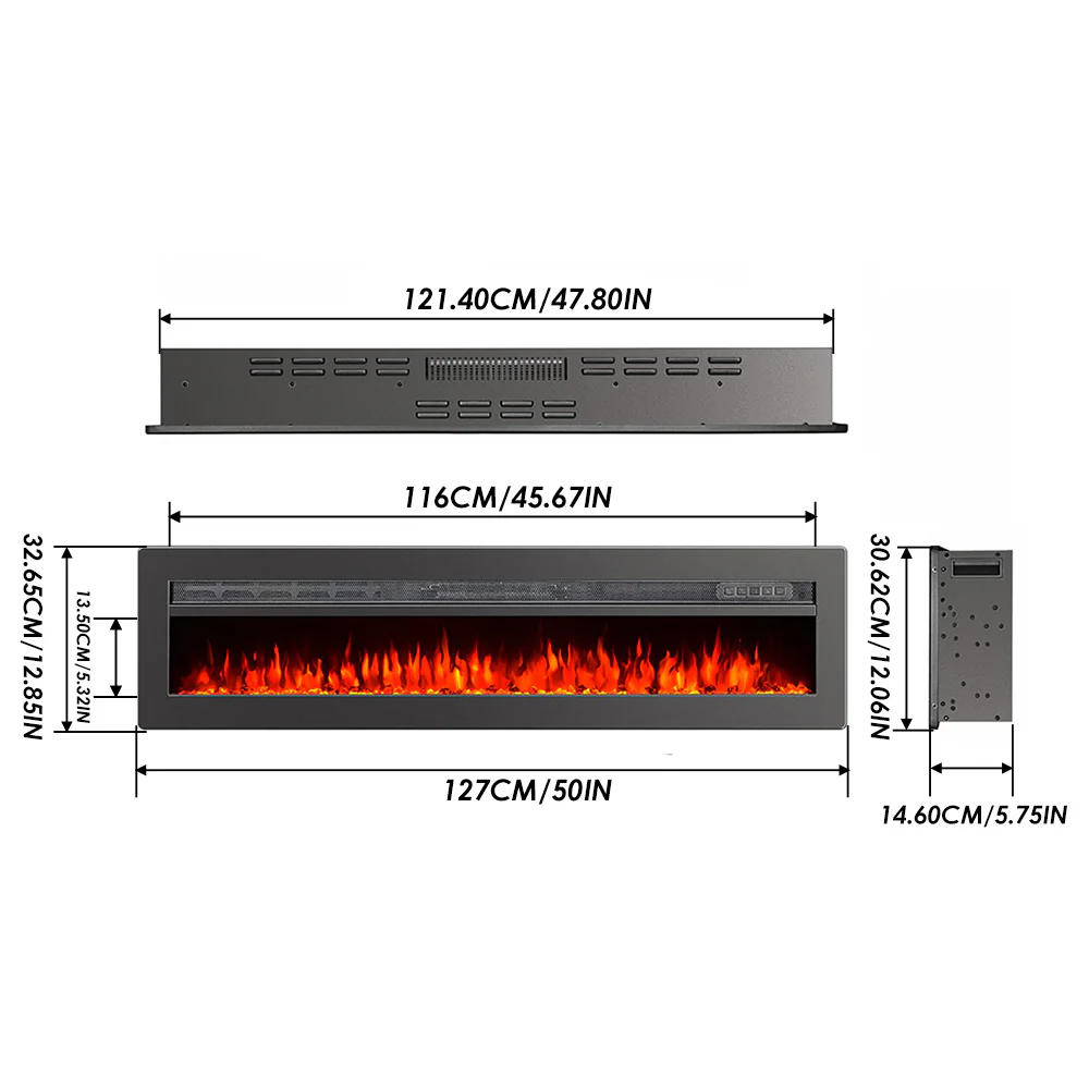 Electric Fireplace With Adjustable Flames, Wall Mounted Or Freestanding - Image 8