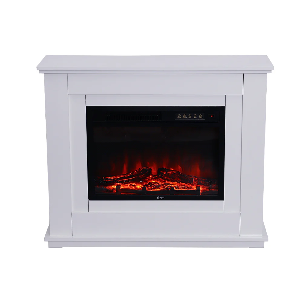 Electric Fireplace With White Wooden Mantel - Image 4