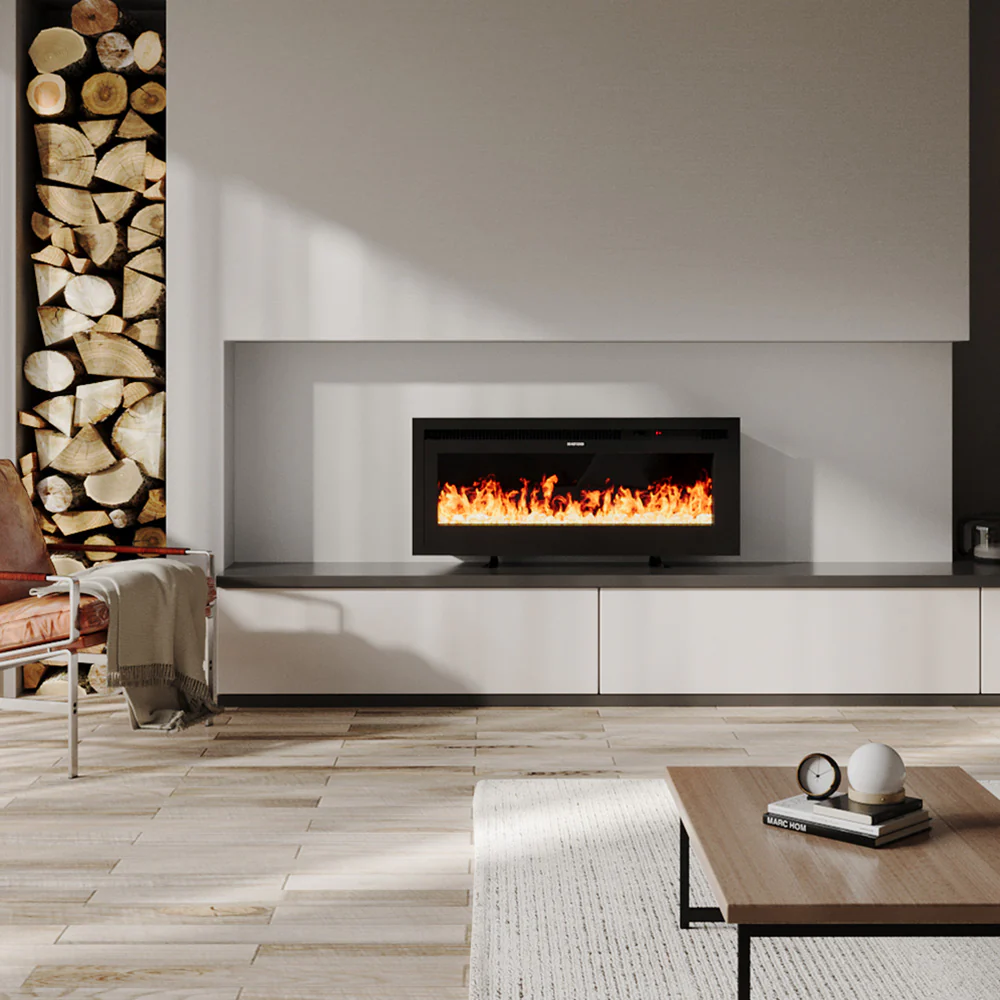 Electrical Fireplace With Remote, 12 Vibrant Flame Colours, Adjustable Heating Modes, And Safety Features
