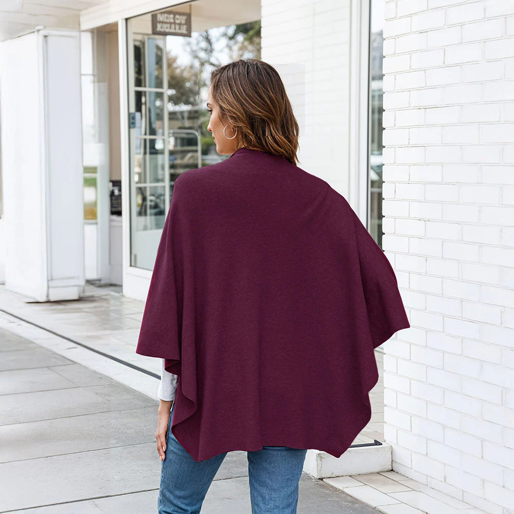 Elegant Cross Front Shawl Wrap Wine Red - Image 2