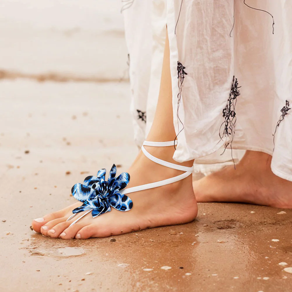 Elegant Lace-Up Anklet with Flower
