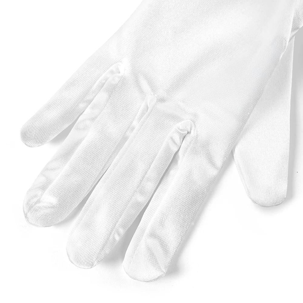 Elegant Mid-length Satin Gloves White - Image 6