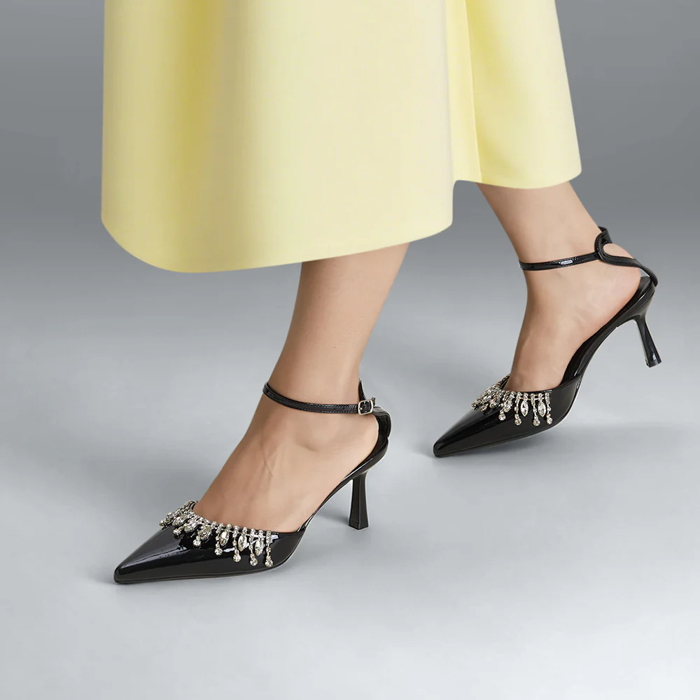Elegant Pointed-Toe Heels with Adjustable Ankle Strap
