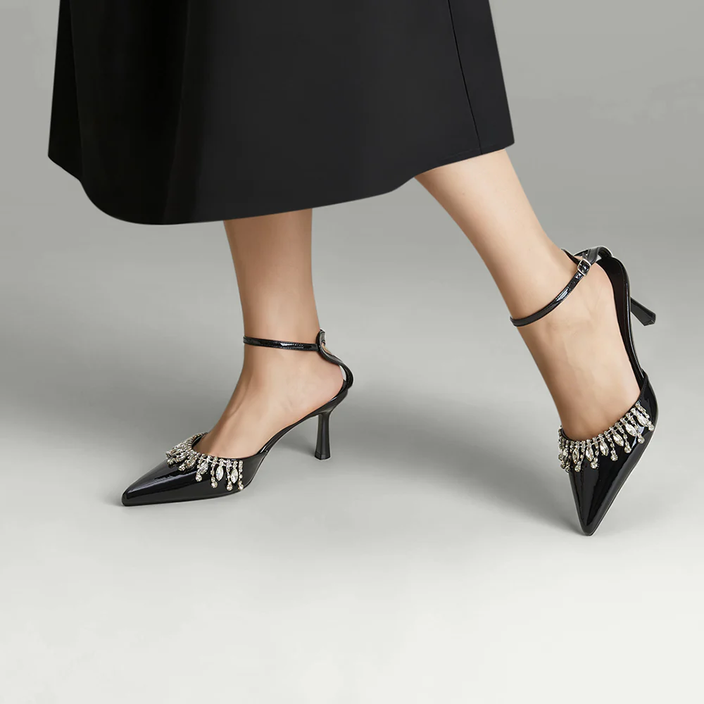 Elegant Pointed-Toe Heels with Adjustable Ankle Strap - Image 2