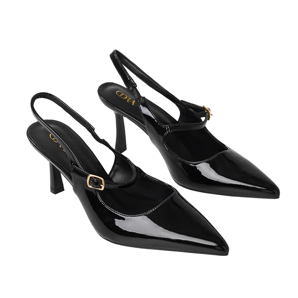 Elegant Pointed-Toe Slingback Heels with Adjustable Instep Strap - Image 3