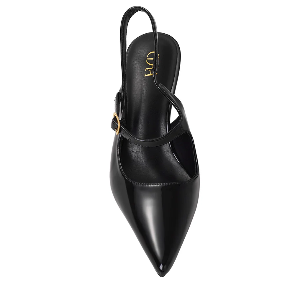 Elegant Pointed-Toe Slingback Heels with Adjustable Instep Strap - Image 6