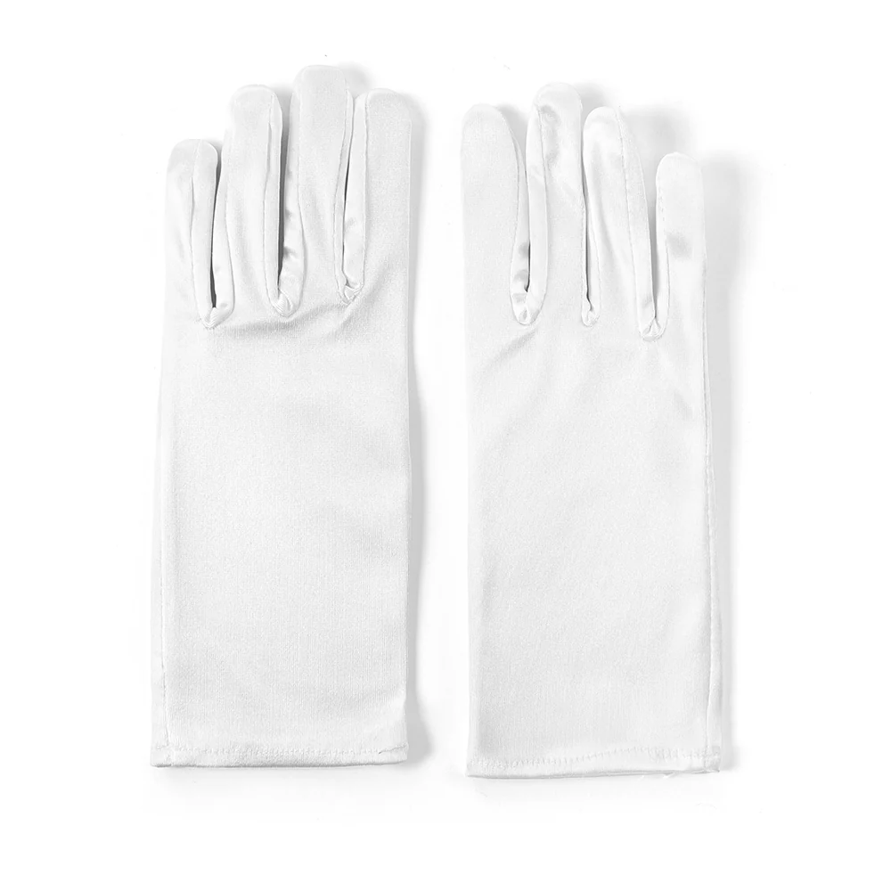 Elegant Short Satin Gloves White - Image 4