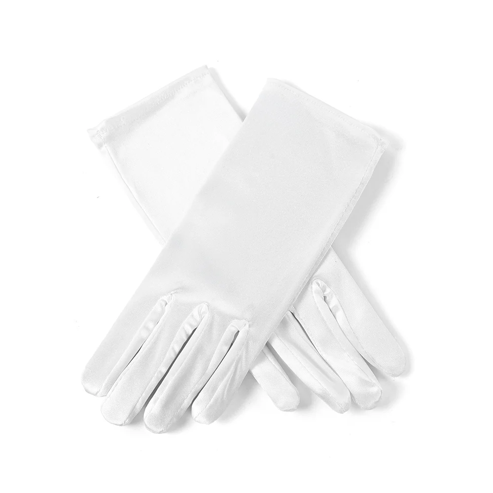 Elegant Short Satin Gloves White - Image 5