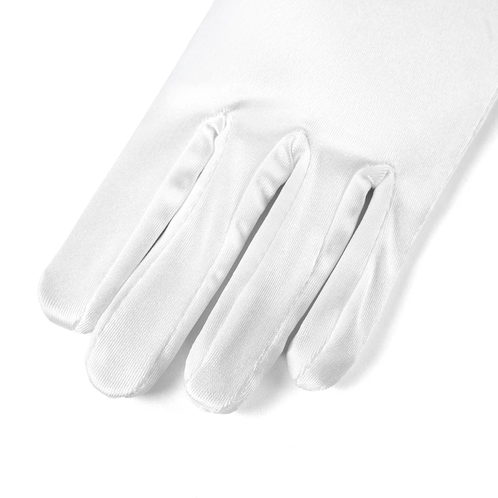 Elegant Short Satin Gloves White - Image 6