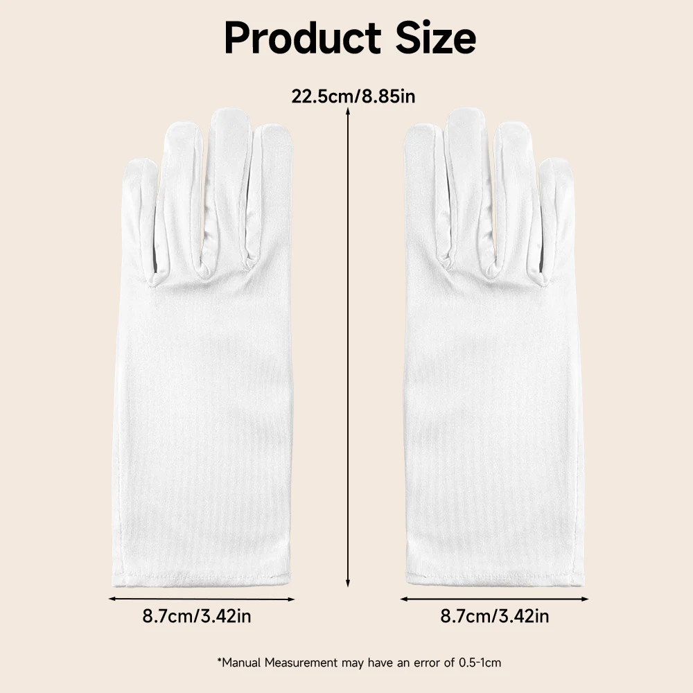 Elegant Short Satin Gloves White - Image 8