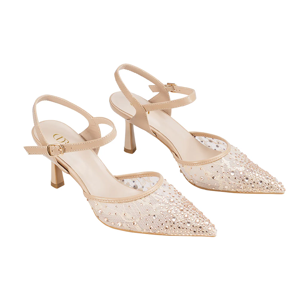 Elegant Slingback Stiletto Heels - Nude - Image 3